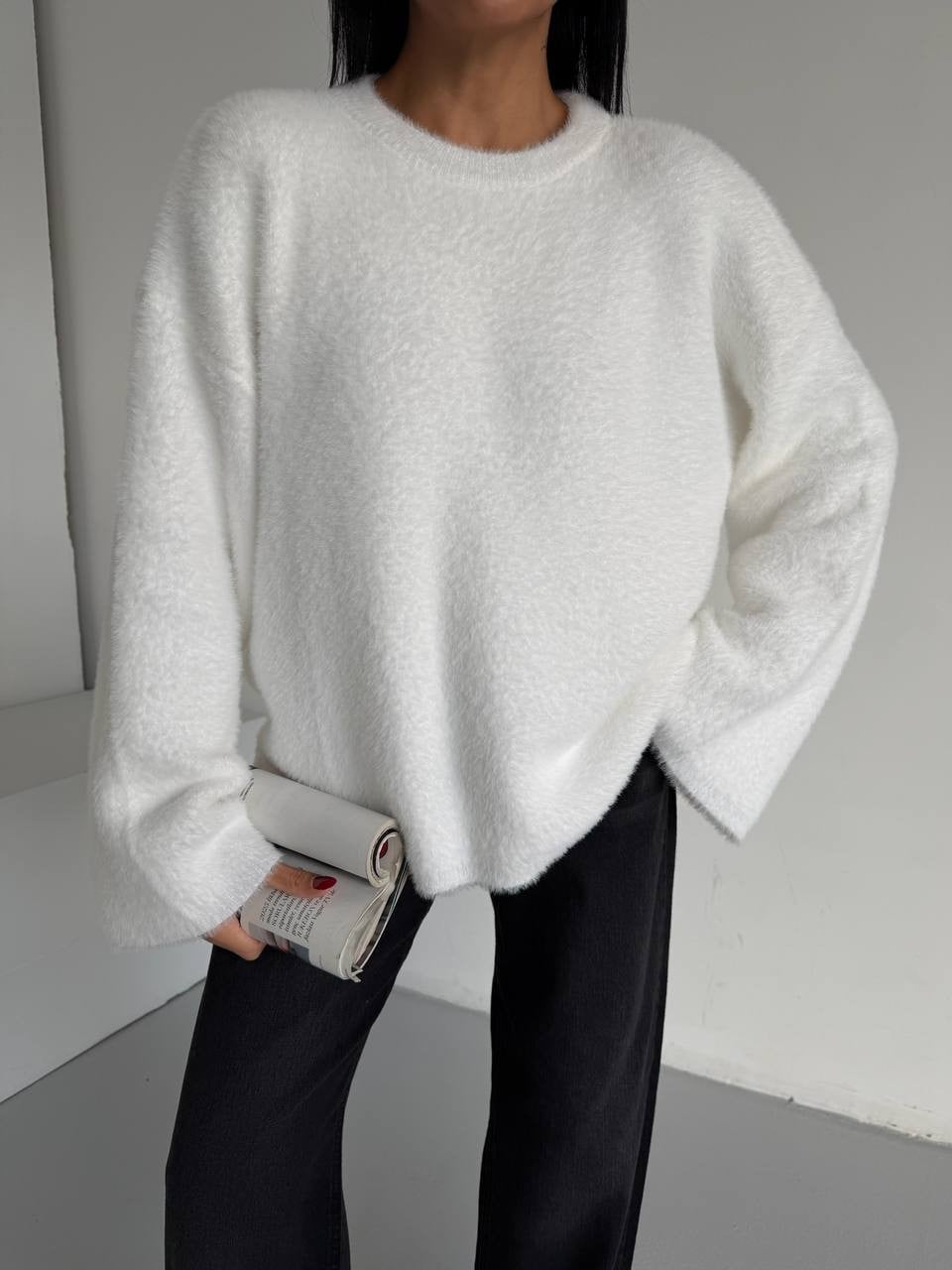 Yumuşak Dokulu Oversize Triko Kazak – Ekru - Ekru 3