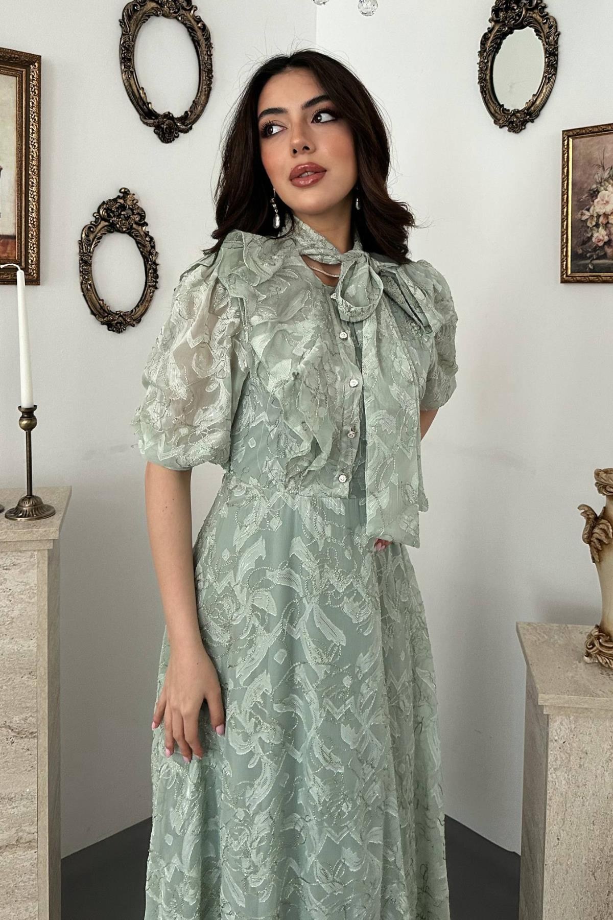 Mint Fiyonklu Elbise - Mint 3
