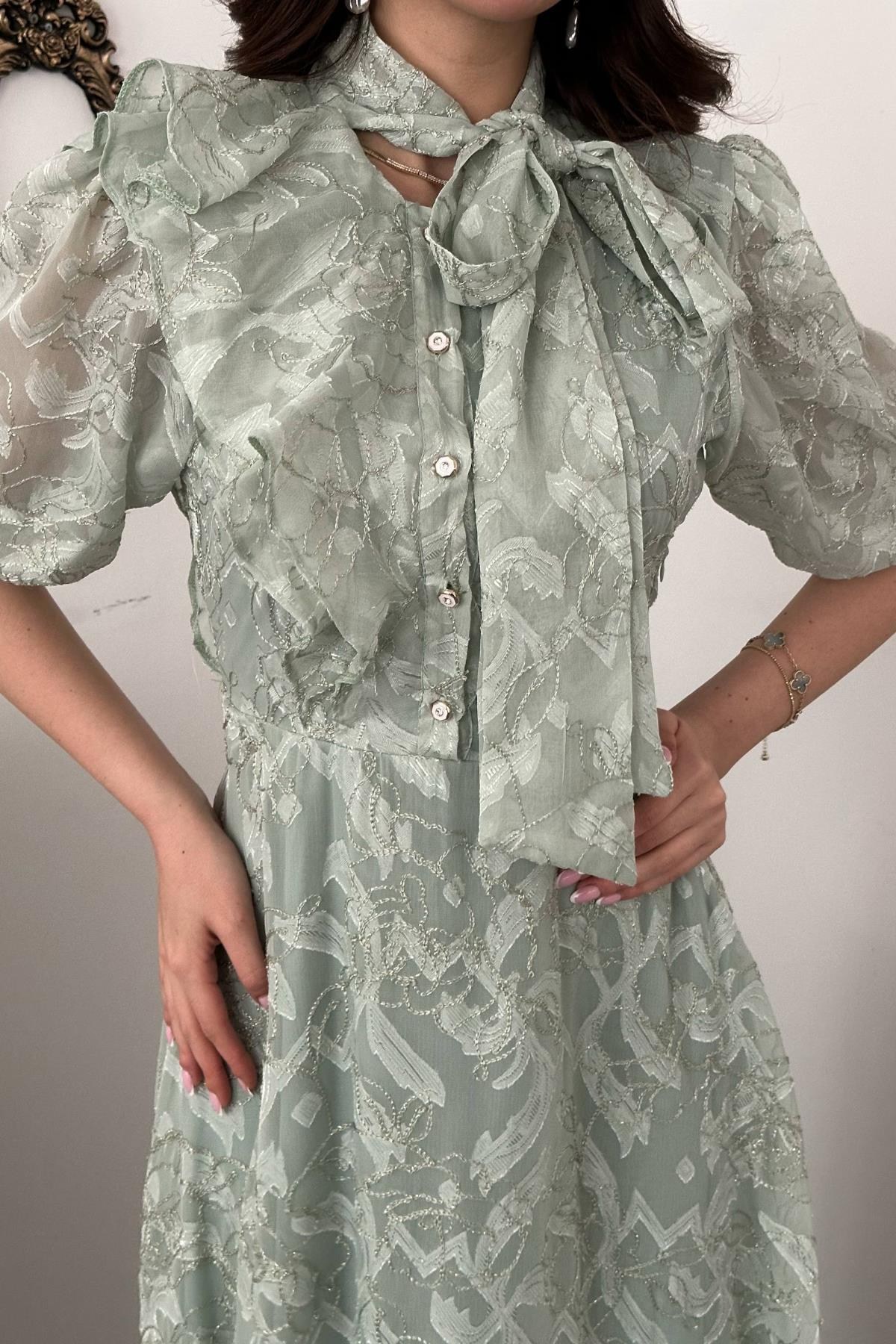 Mint Fiyonklu Elbise - Mint 4