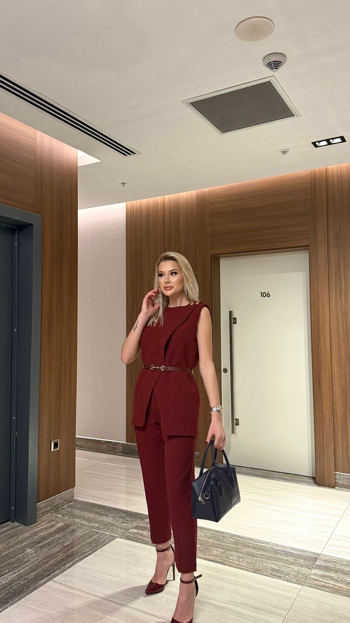 Bordo Kemerli Yelek & Pantolon Takım – Ofis ve Davet Şıklığı - Bordo 3