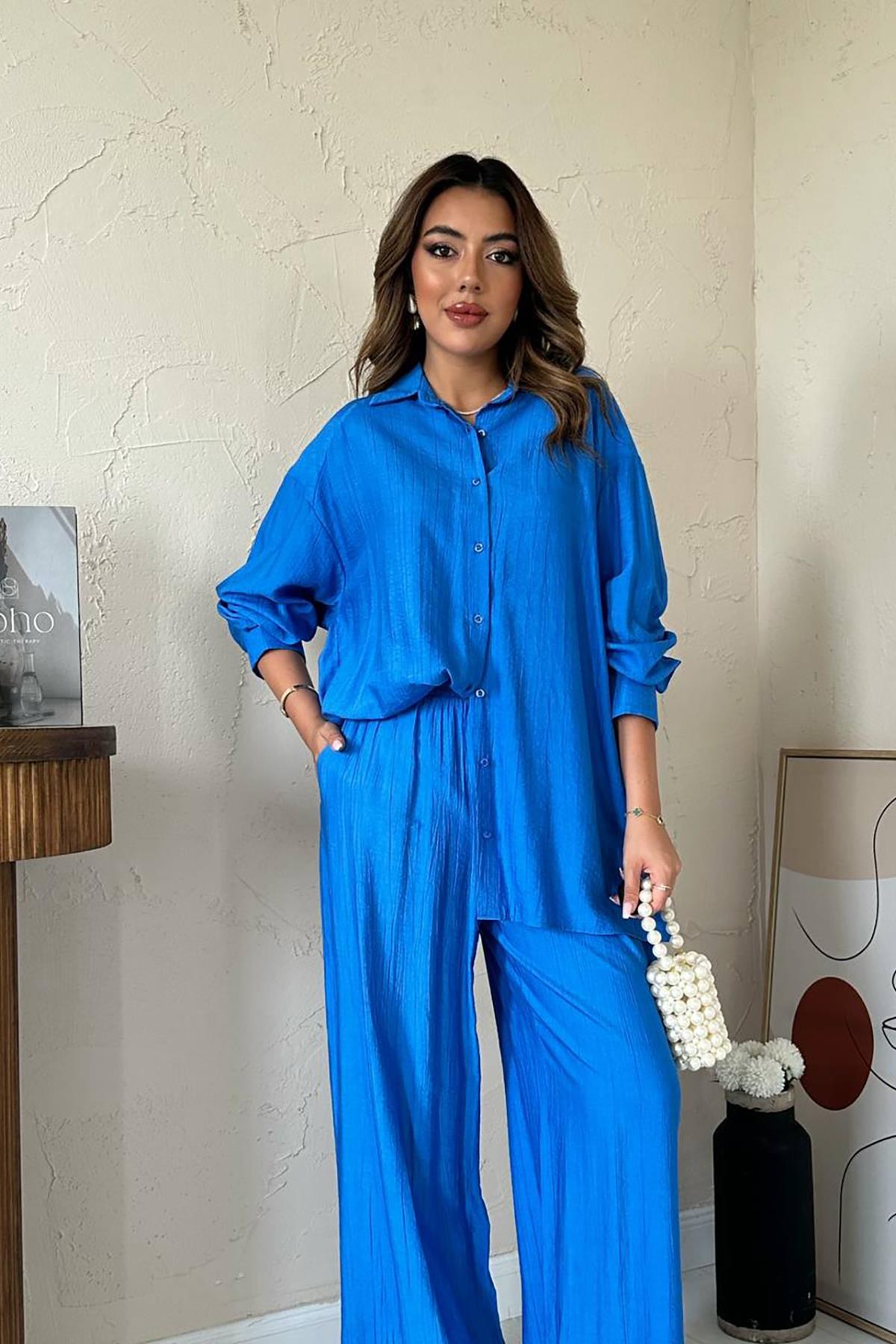Saks Alice Gömlek Ve Bol Kesim Pantolon Takım 3