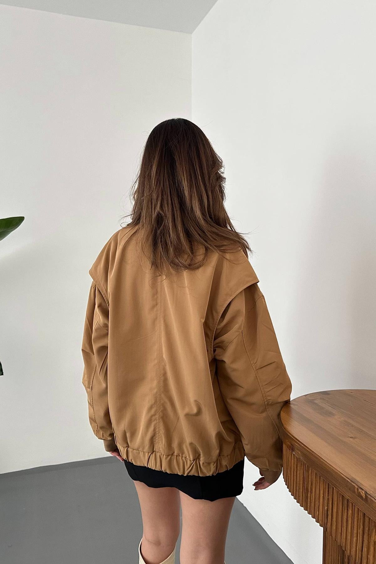 Camel Parçalı Bomber Ceket 4
