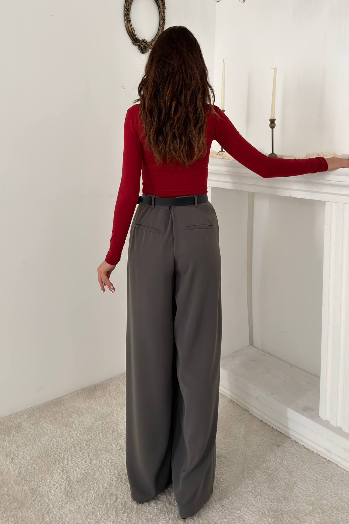 Füme Pileli Comfort Pantolon 5