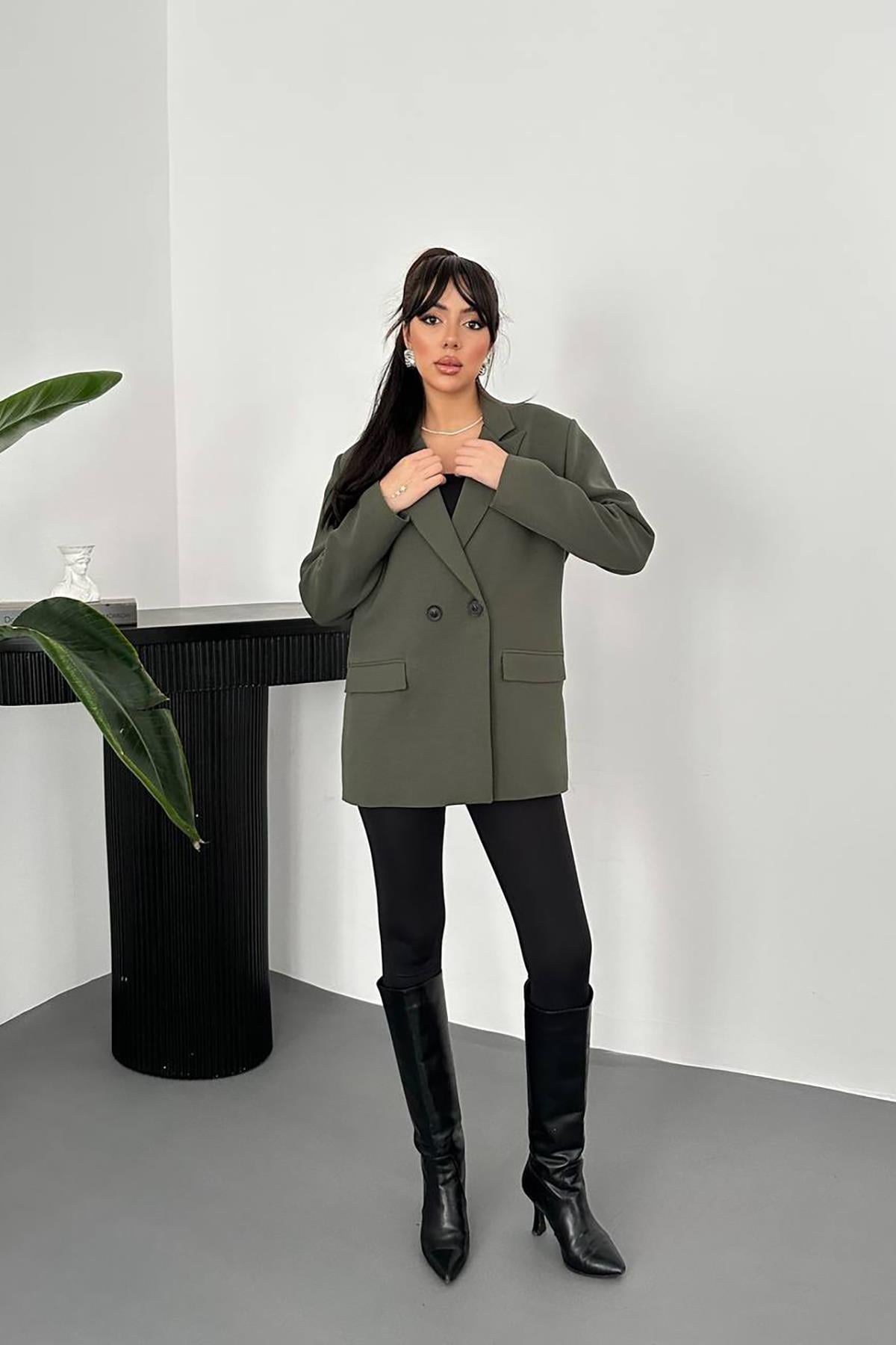 Haki Blazer Ceket 3