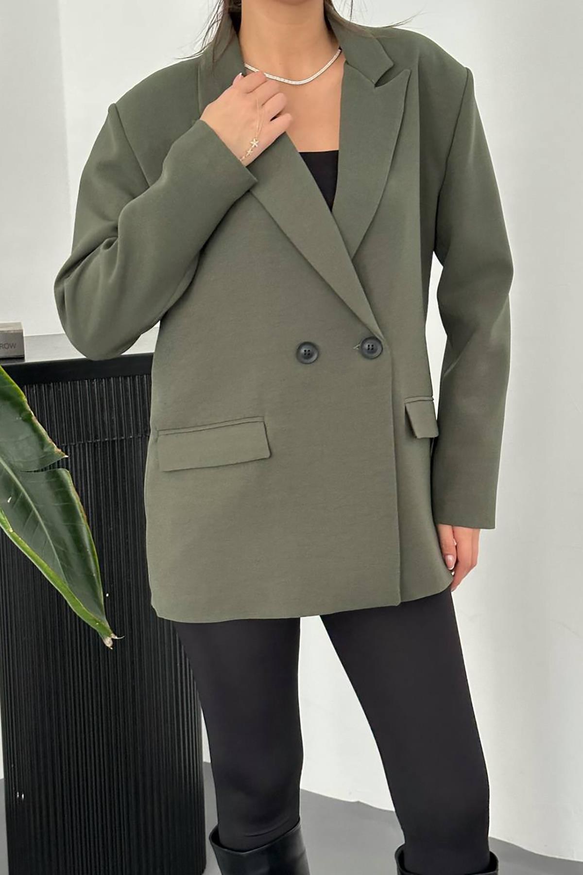 Haki Blazer Ceket 4