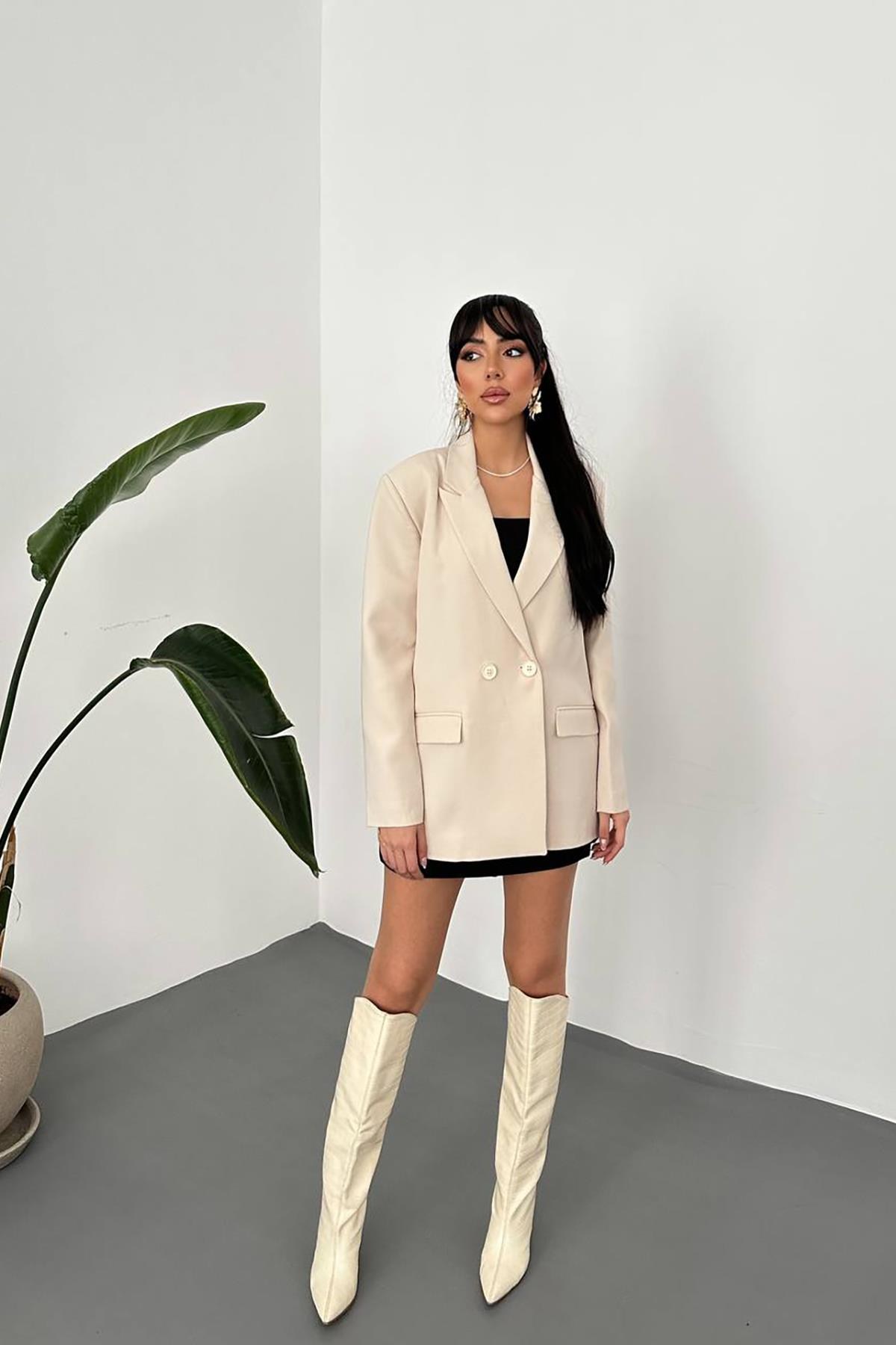 Bej Blazer Ceket 3