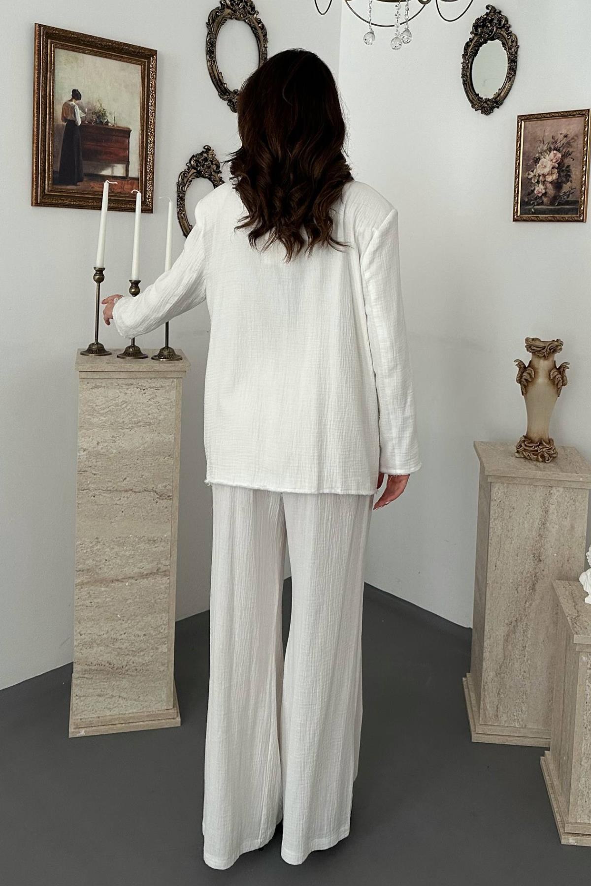 Beyaz Oversize Müslin Takım 5
