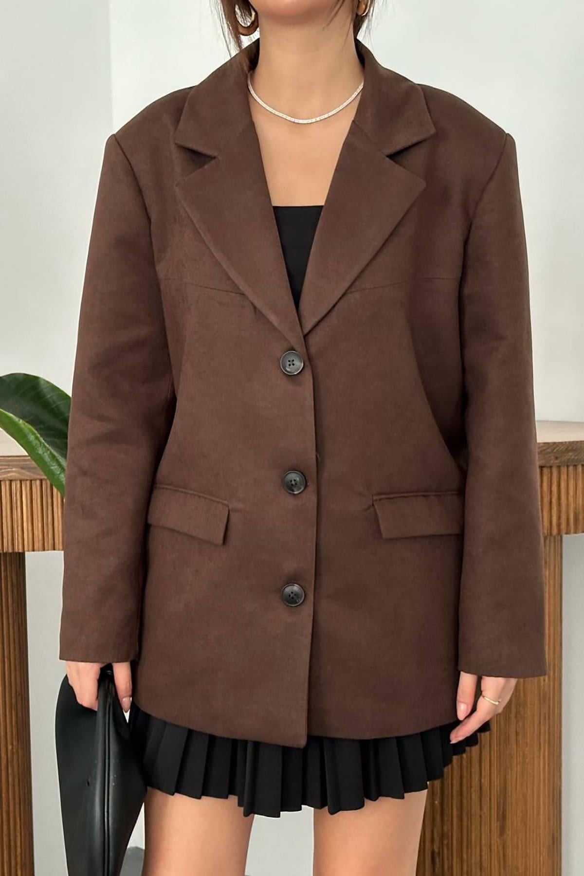 Kahverengi Blazer Süet Ceket 4