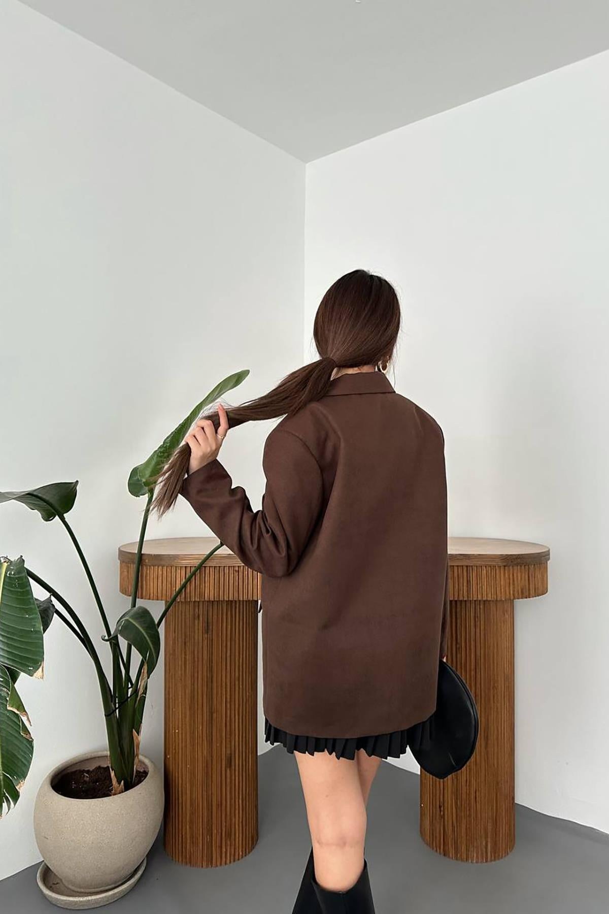 Kahverengi Blazer Süet Ceket 5