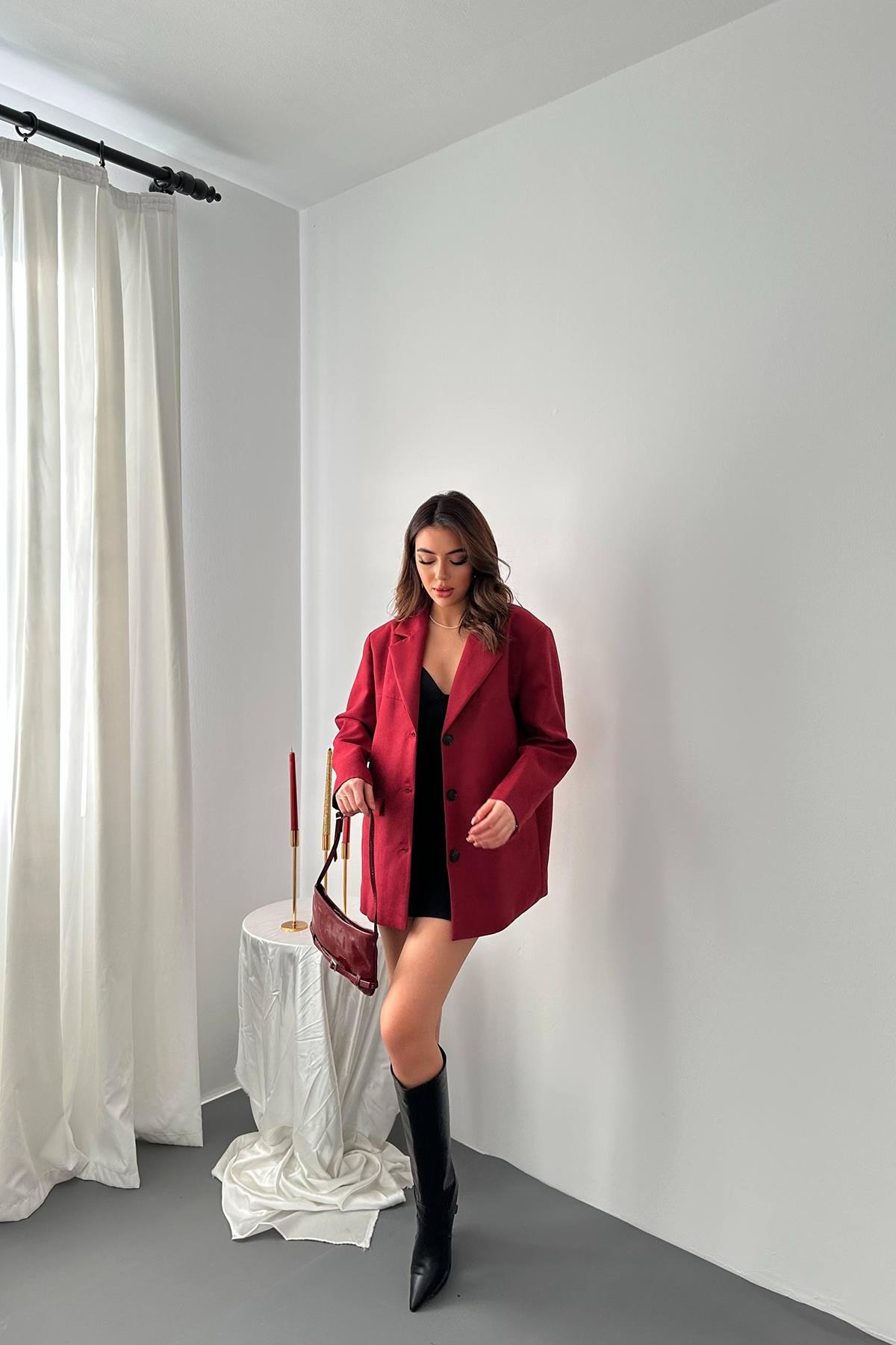 Bordo Blazer Süet Ceket 5