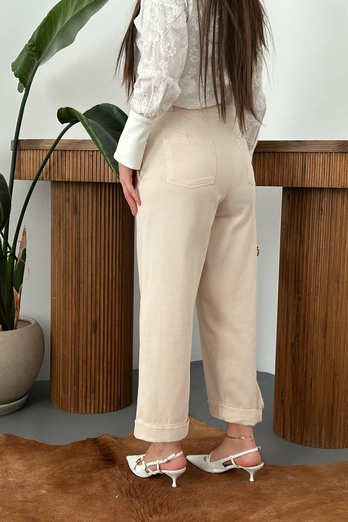 Bej Gabardin Pantolon 5