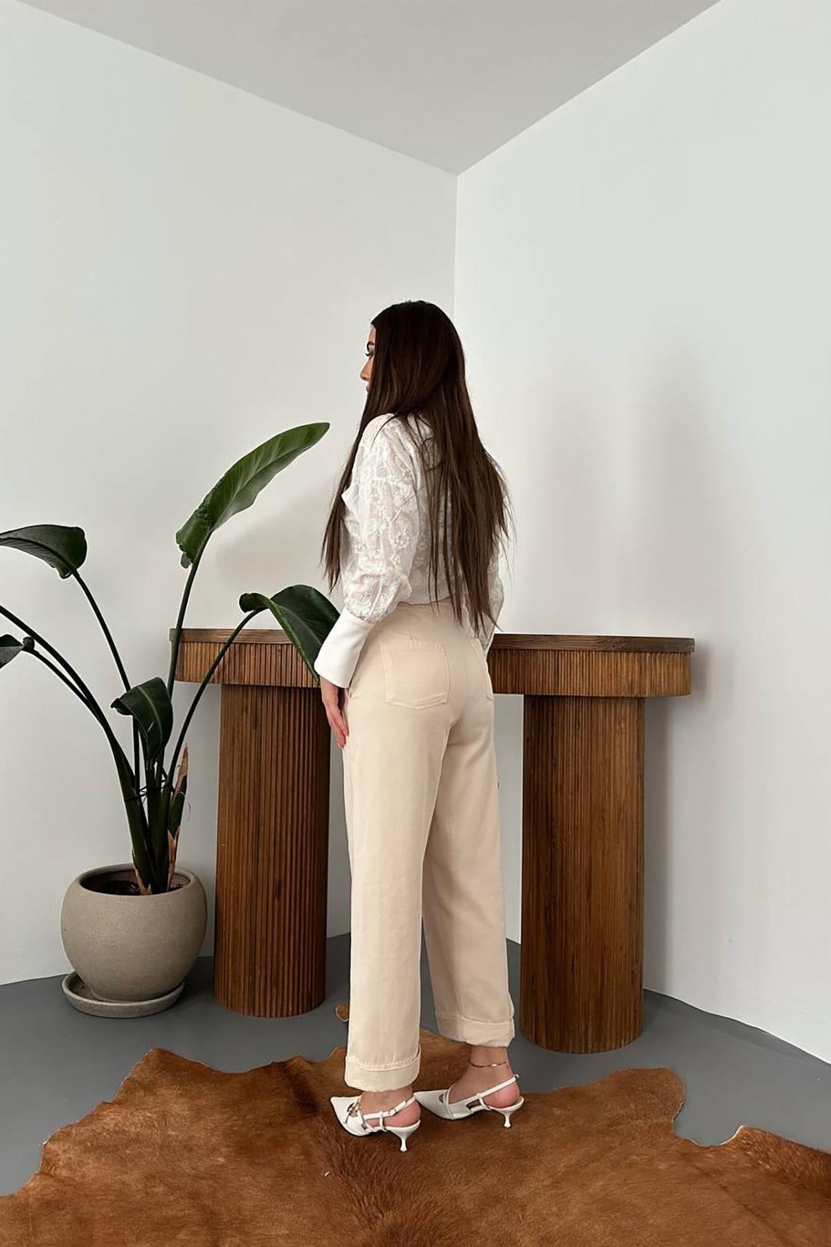 Bej Gabardin Pantolon 4