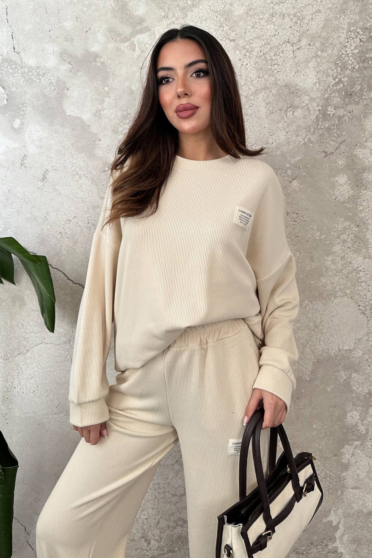 Krem Salaş Sweat Ve Pantolon 3