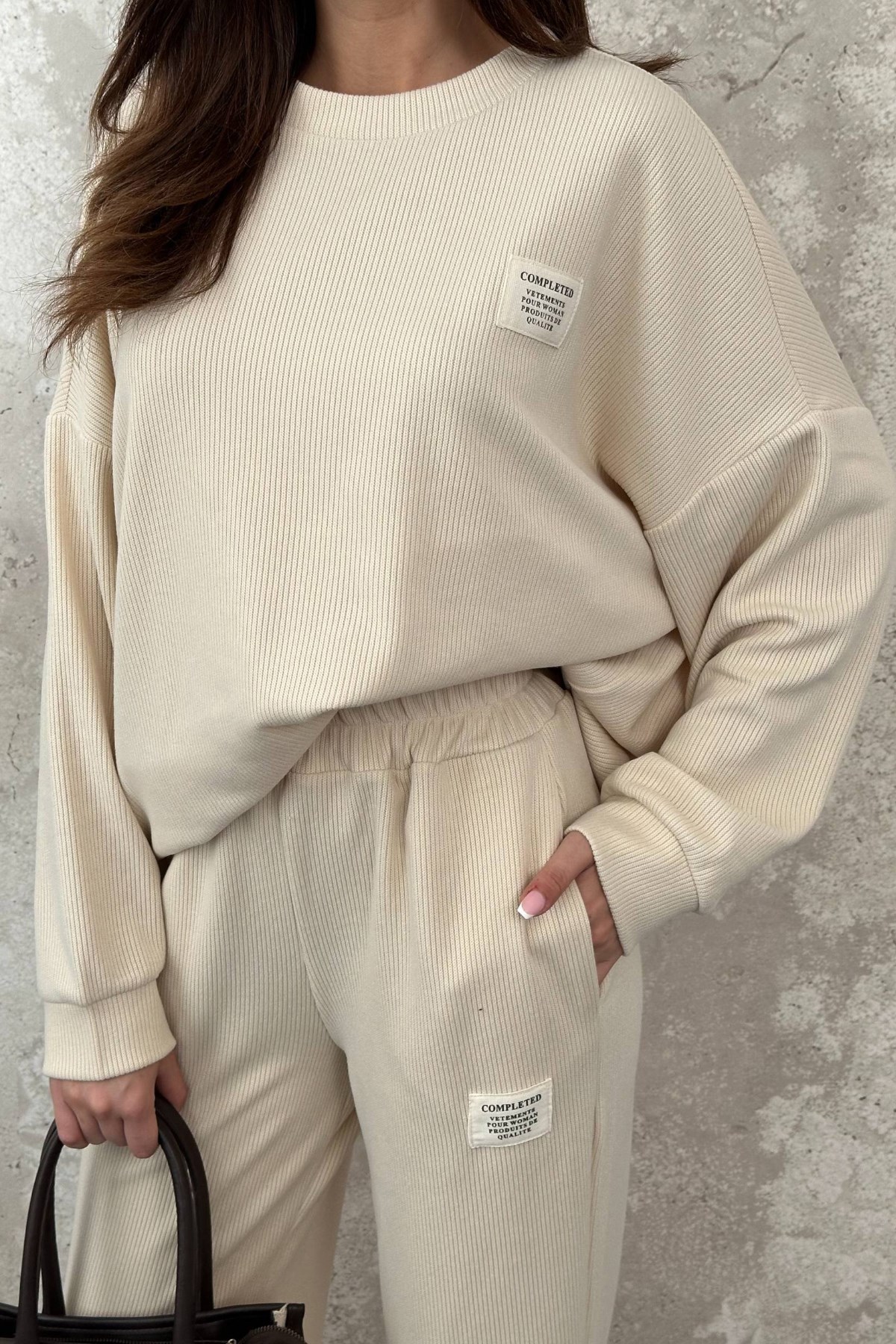 Krem Salaş Sweat Ve Pantolon 4