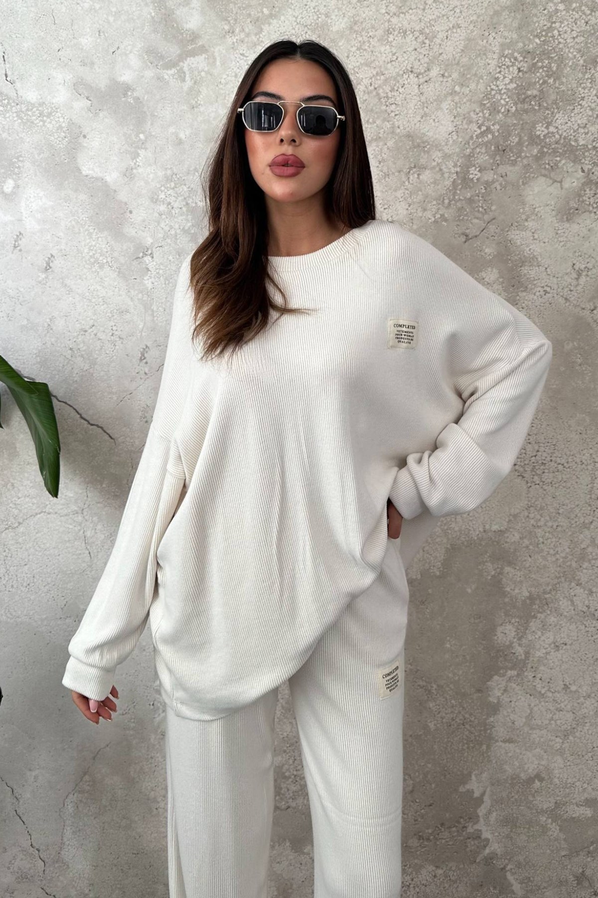 Ekru Salaş Sweat Ve Pantolon 3