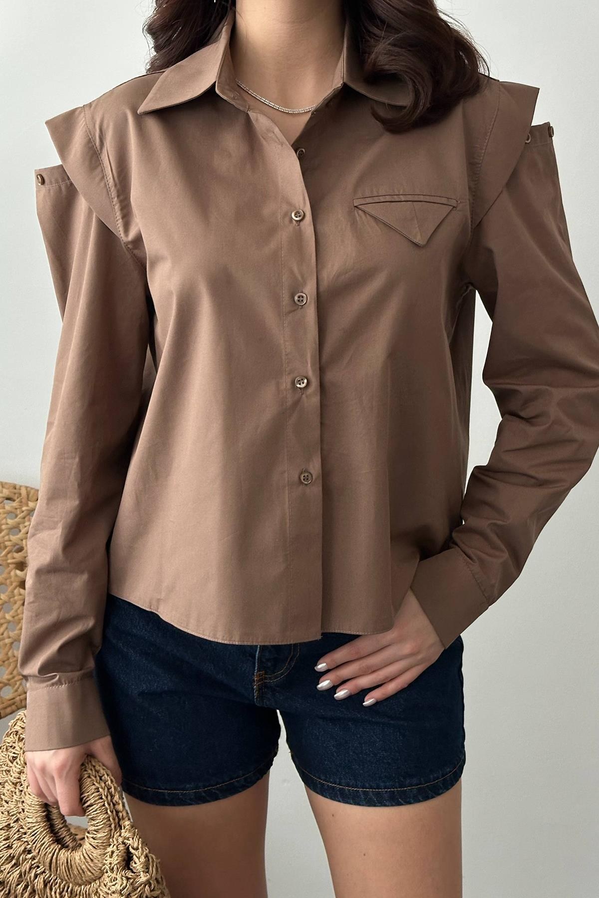 Camel Peto Cepli Poplin Gömlek 3