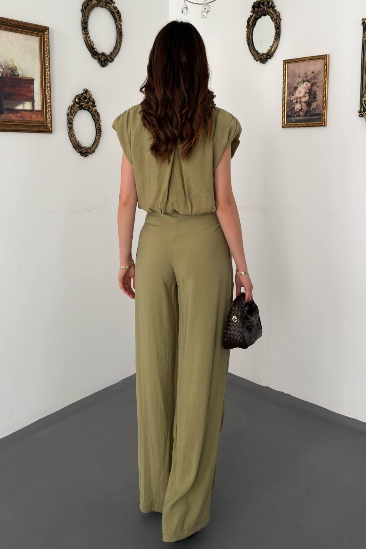 Olive Modal Bluz Ve Pantolon Takım 5