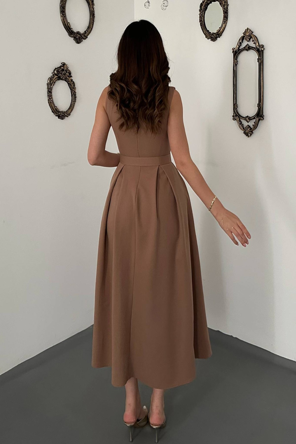 Camel Halter Yaka Kloş Elbise 5