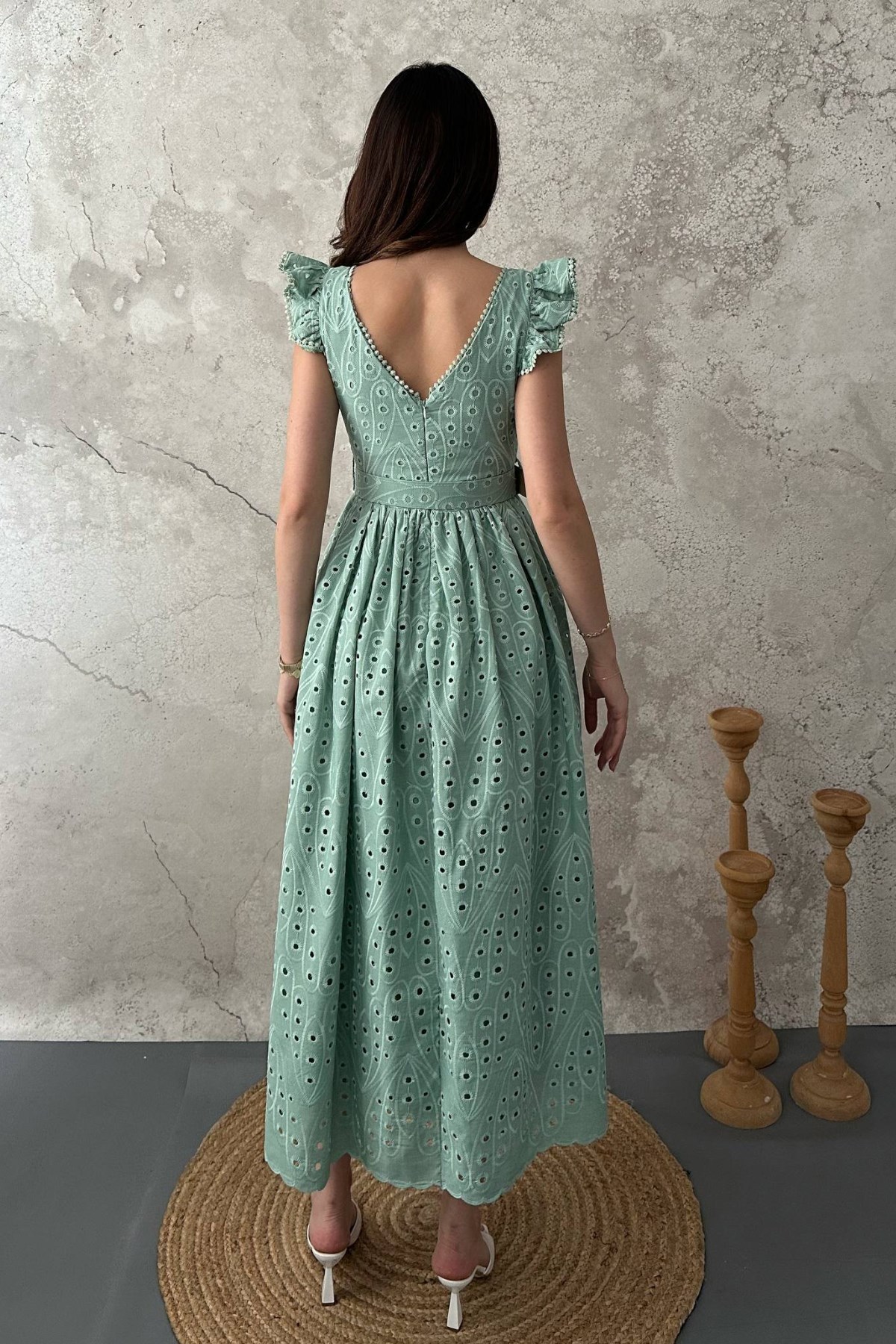 Mint Dantelli Brode Elbise 5