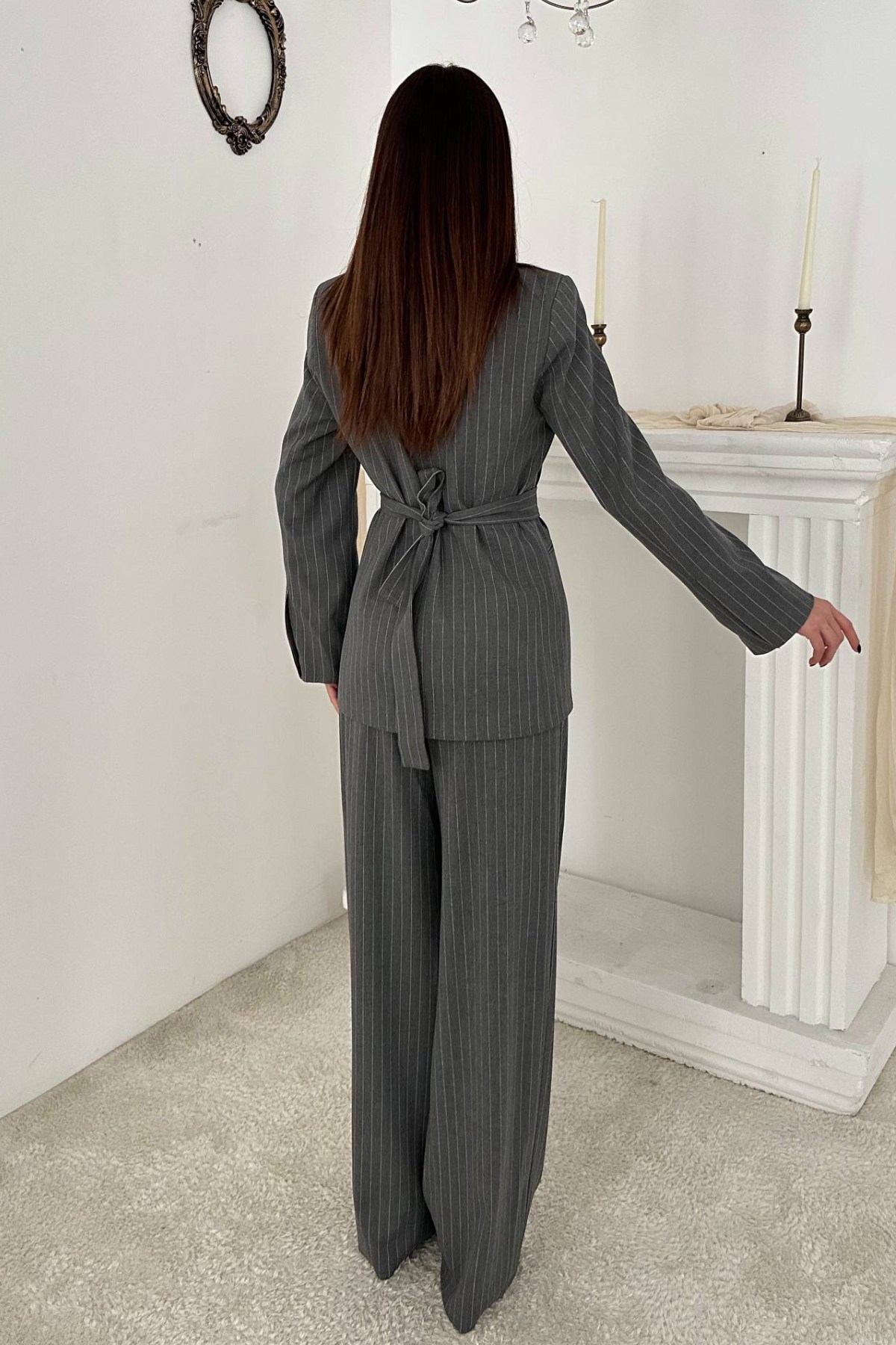 Gri Blazer Ceket Pantolon Takım 5
