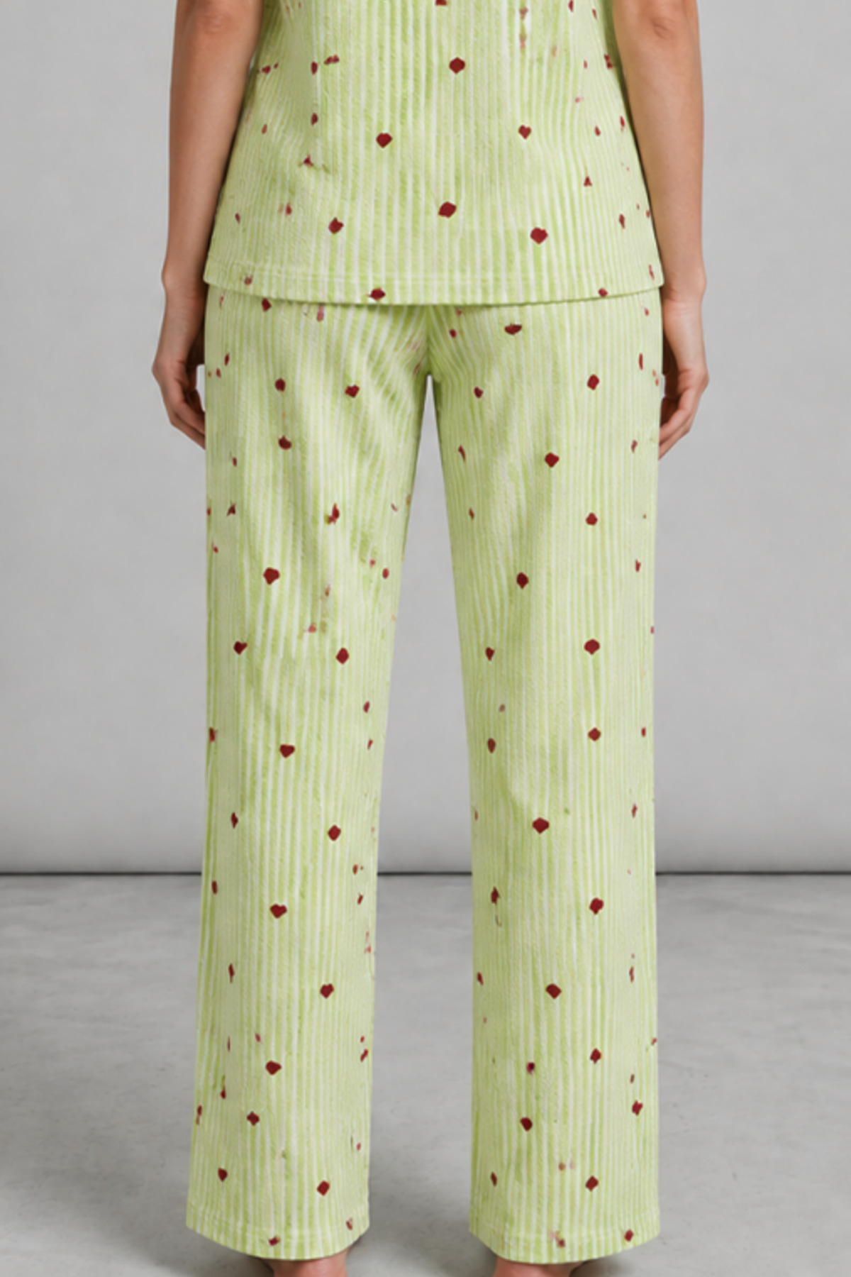 Kadın Kısa Kollu Rahat Yeşil Pijama Takımı 4732 6