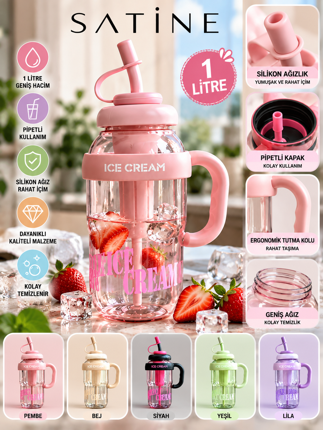 PİPETLİ SULUK 1 LİTRE Pembe 5
