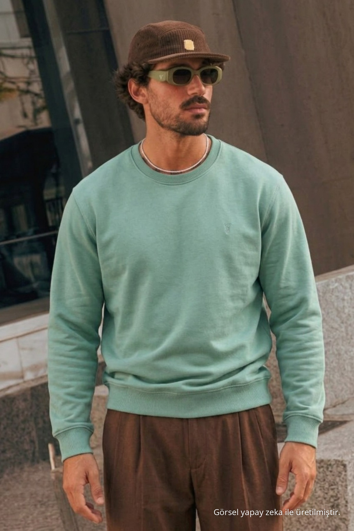 Çağla Bol Kesim Rahat Erkek Sweatshirt 3
