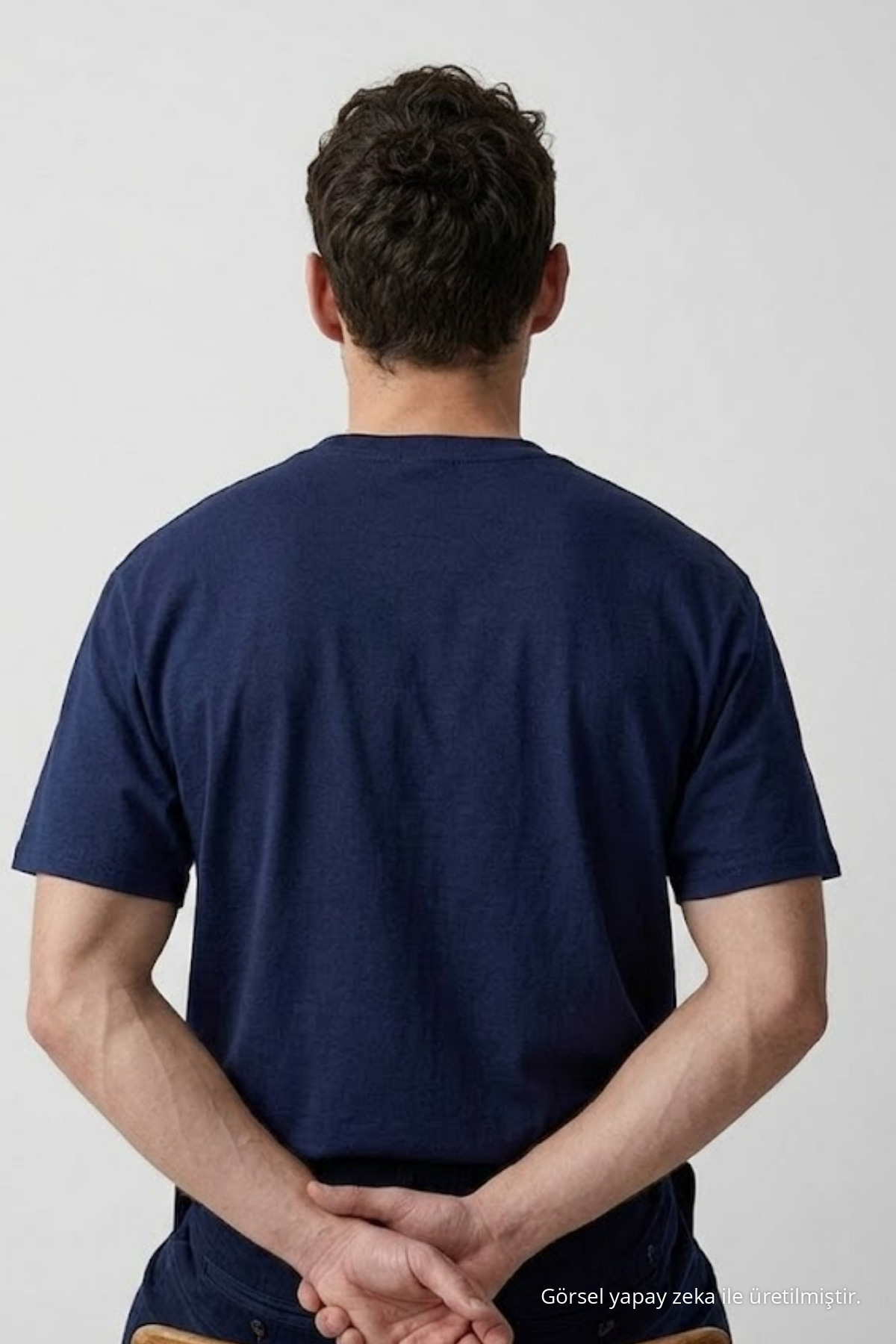 Erkek Bisiklet Yaka LACİVERT Oversize Tişört 6