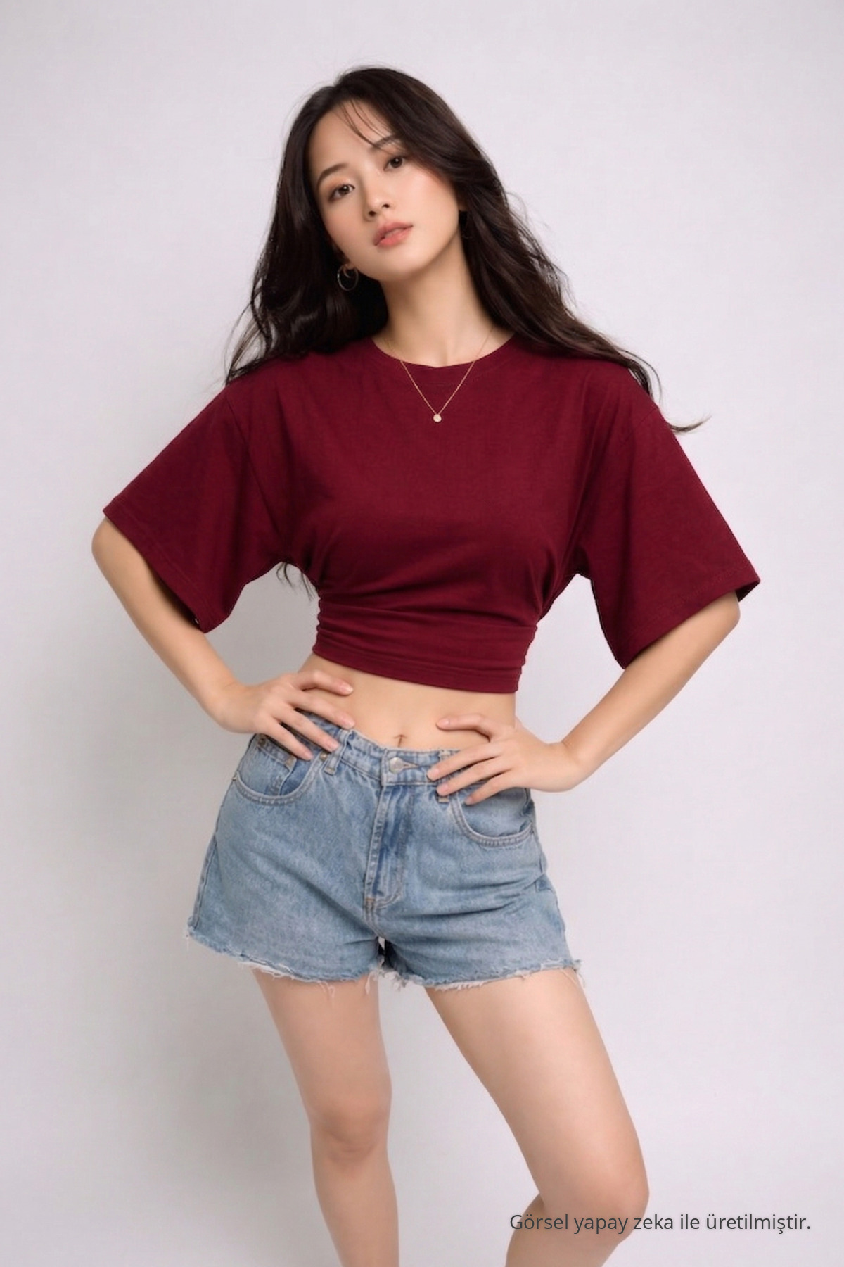 Kadın Yazlık Kısa Kollu Bordo Crop Bluz 3
