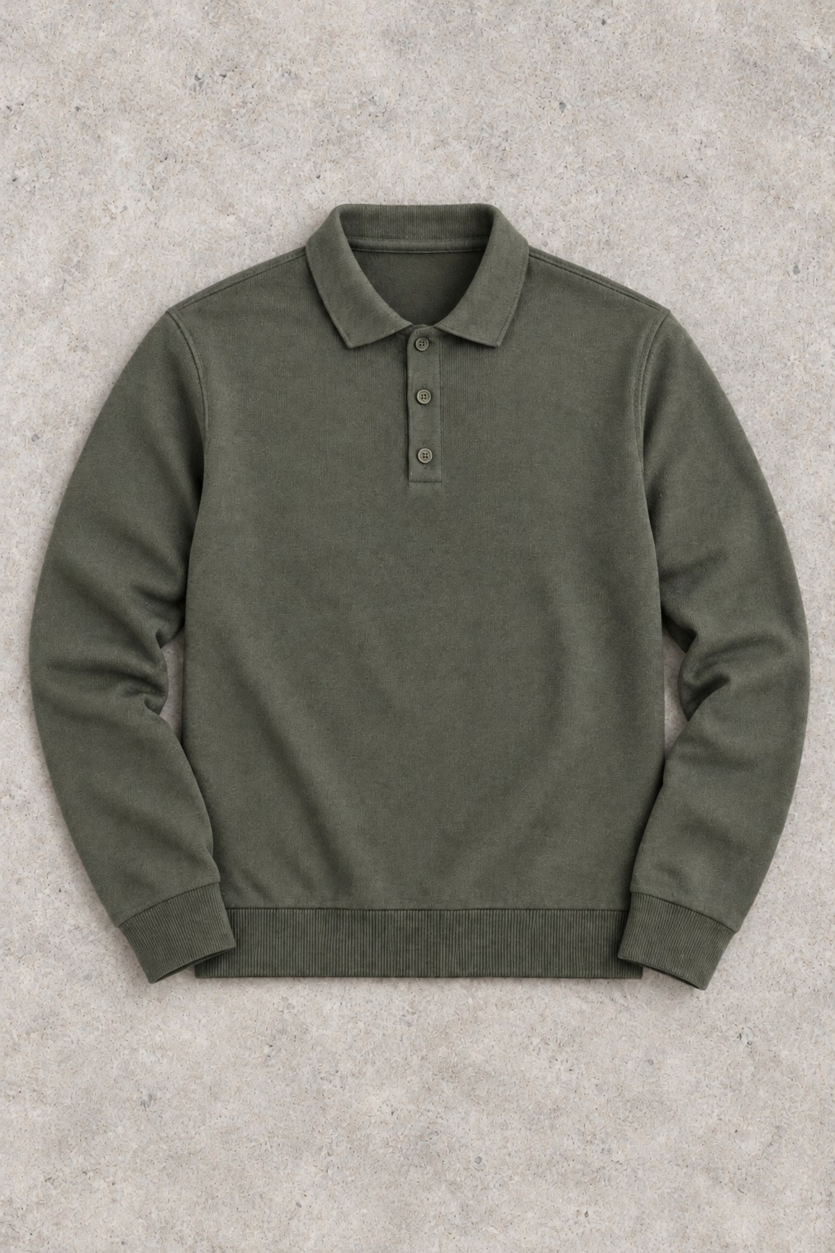 Erkek Polo Yaka Düğmeli Casual Triko Füme Kazak 4