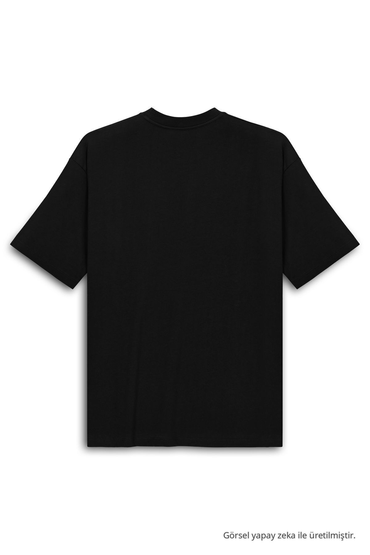 Erkek %100 Organik Pamuklu Kalın Dokulu Comfort Fit Bisiklet Yakalı SİYAH T-shirt 6