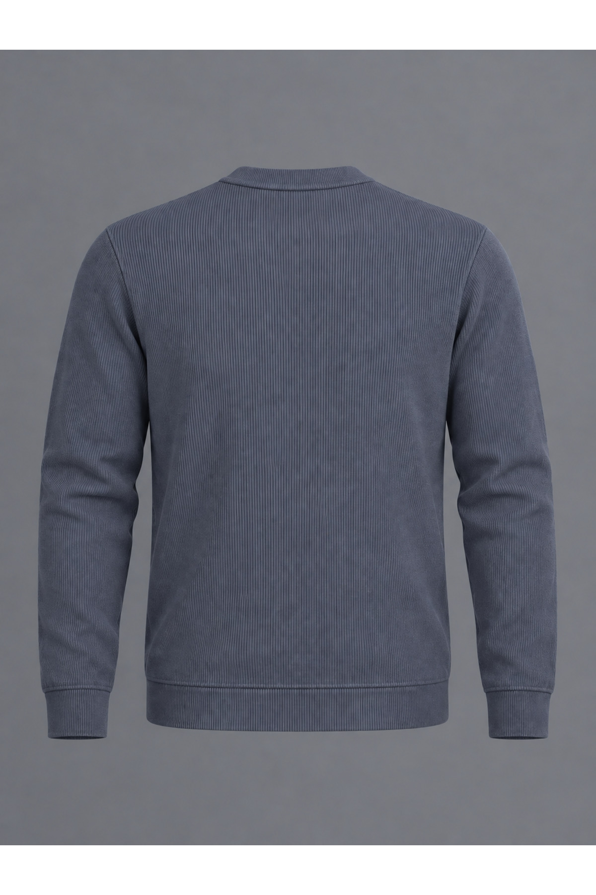 Erkek Slim Fit Bisiklet Yaka Günlük Triko Füme Kazak 3