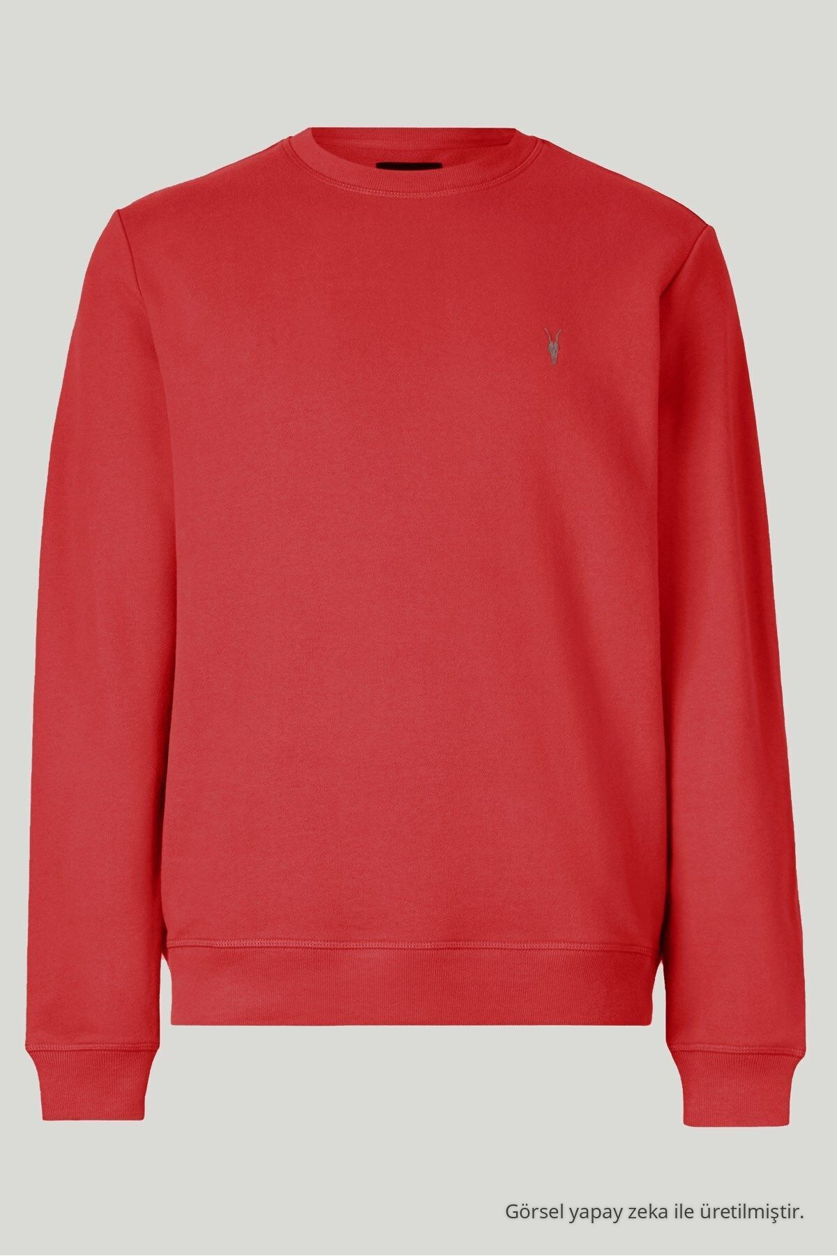 Erkek 3-lü Indigo-İNDİGO-BORDO-HAKİ-haki Sweatshirt Basic Bisiklet Yaka 4