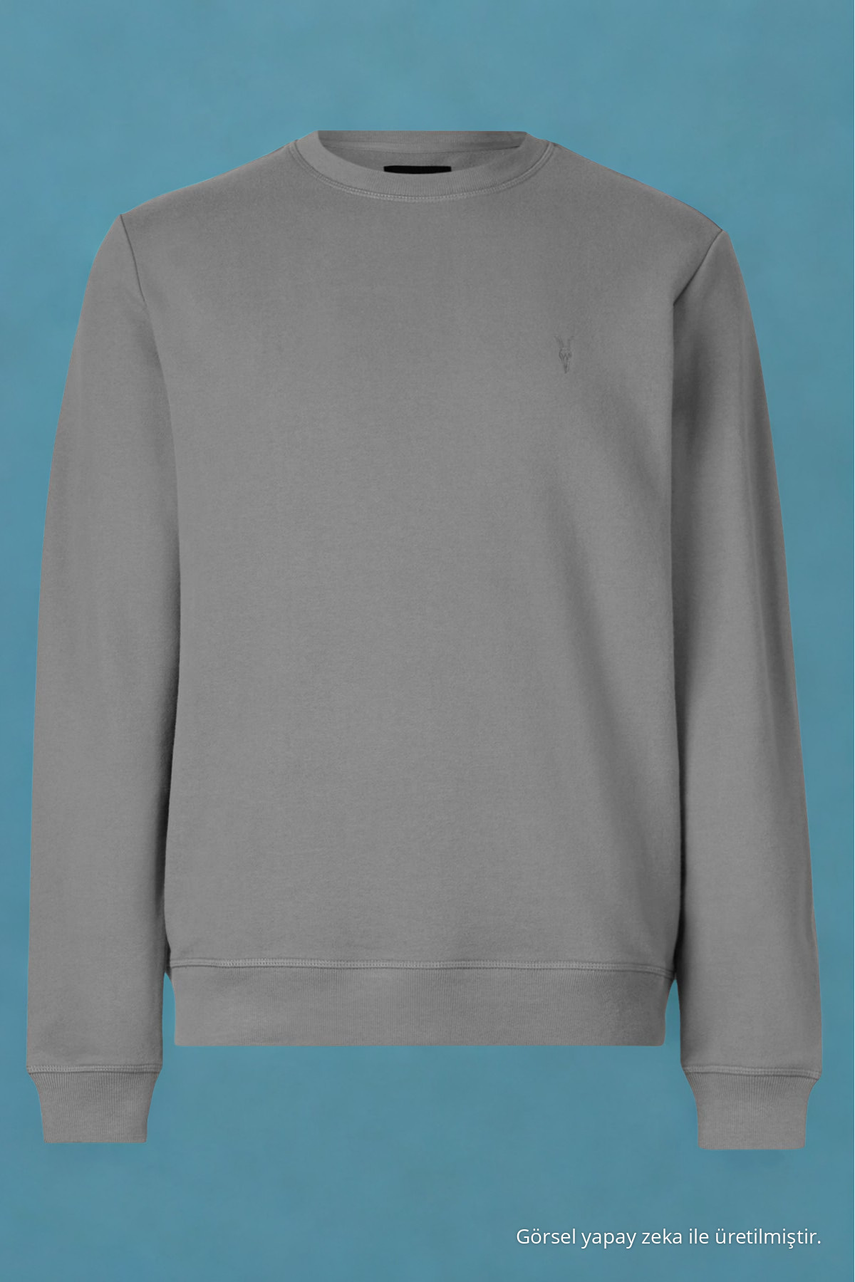 Erkek Basic Bisiklet Yaka GRİ Bol Sweatshirt 5