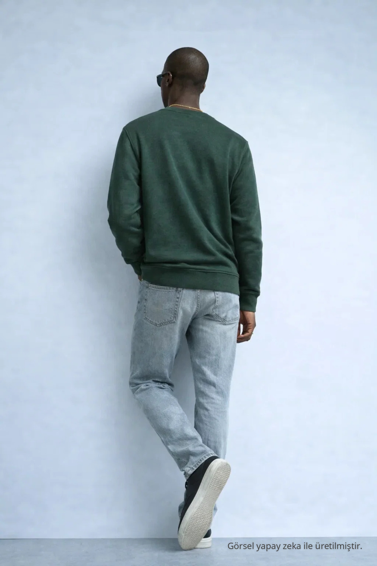 Erkek Nakışlı Parlak HAKİ Sweatshirt 6