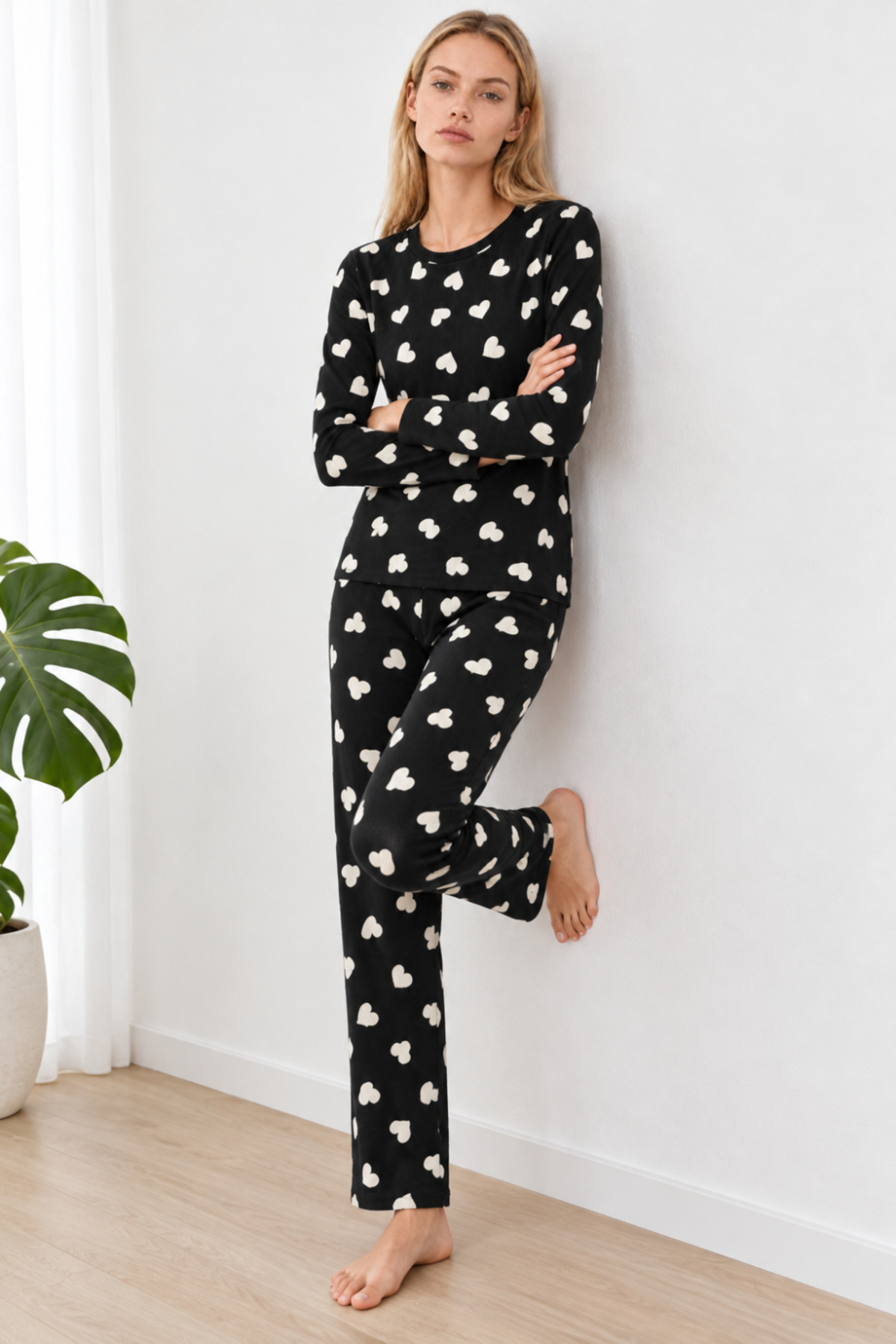 Kadın Desenli İkili Çok Renkli Rahat Pijama Takımı 4826 3