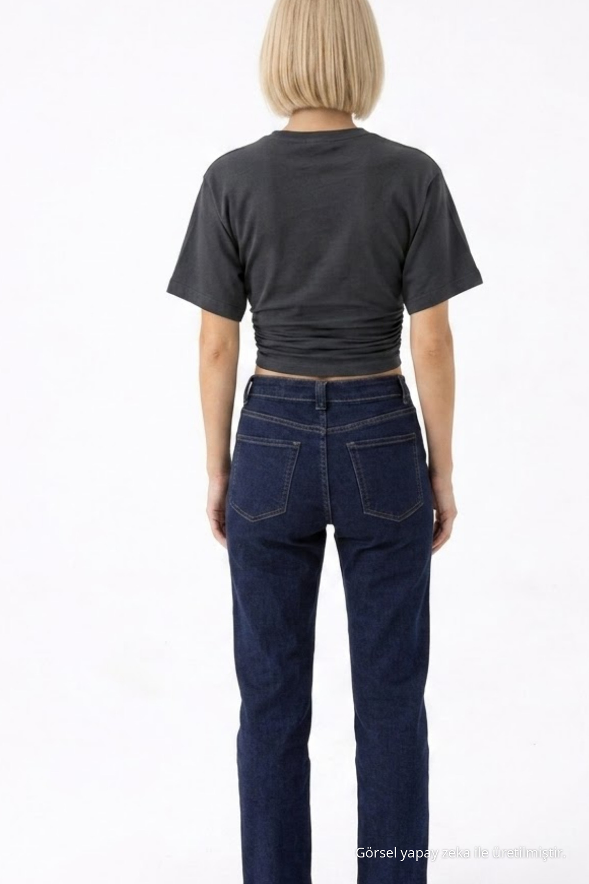 Kadın Fashion Slim Fit Füme Crop Tişört 5