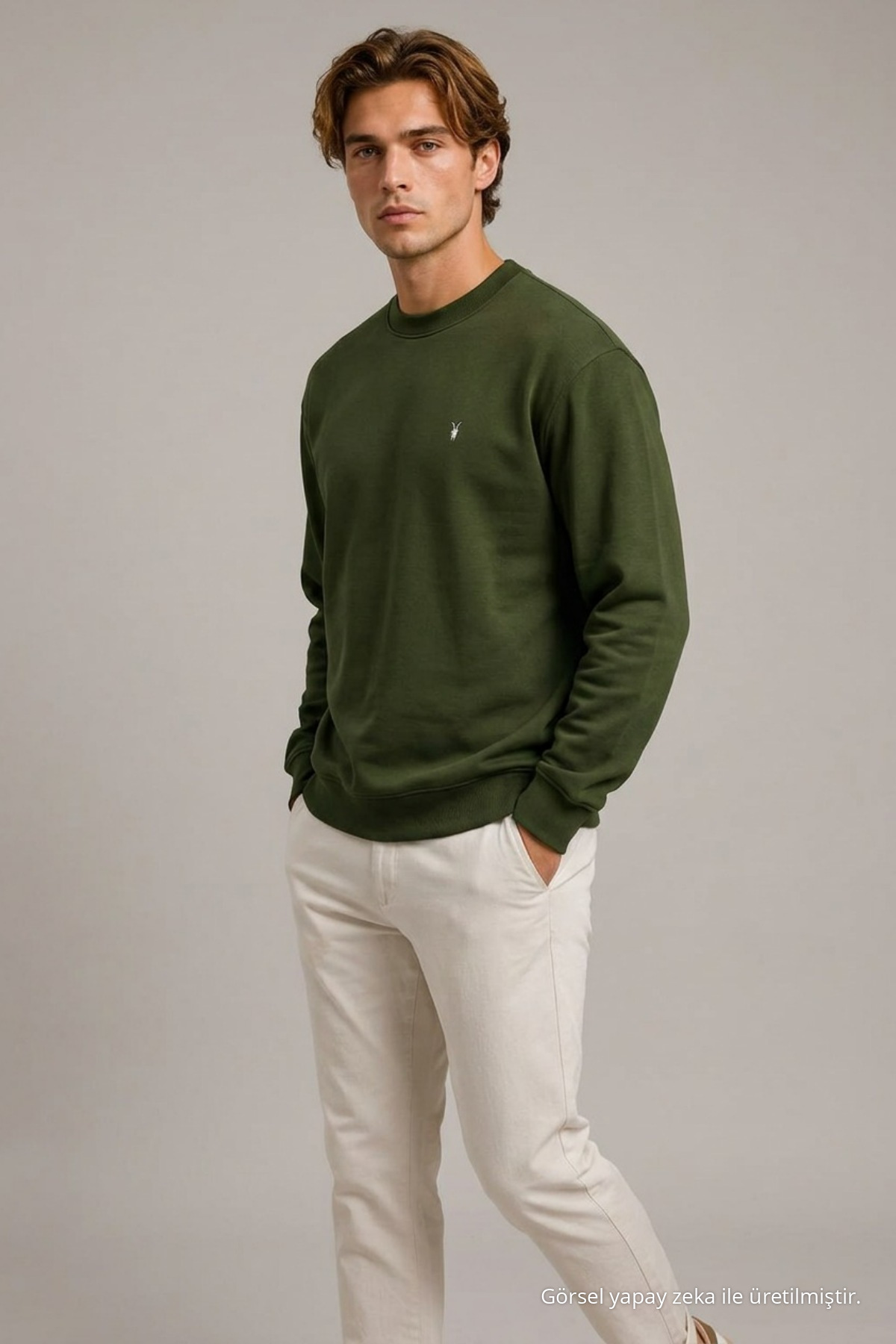 Reglan Casual Kış HAKİ Erkek Sweatshirt 3