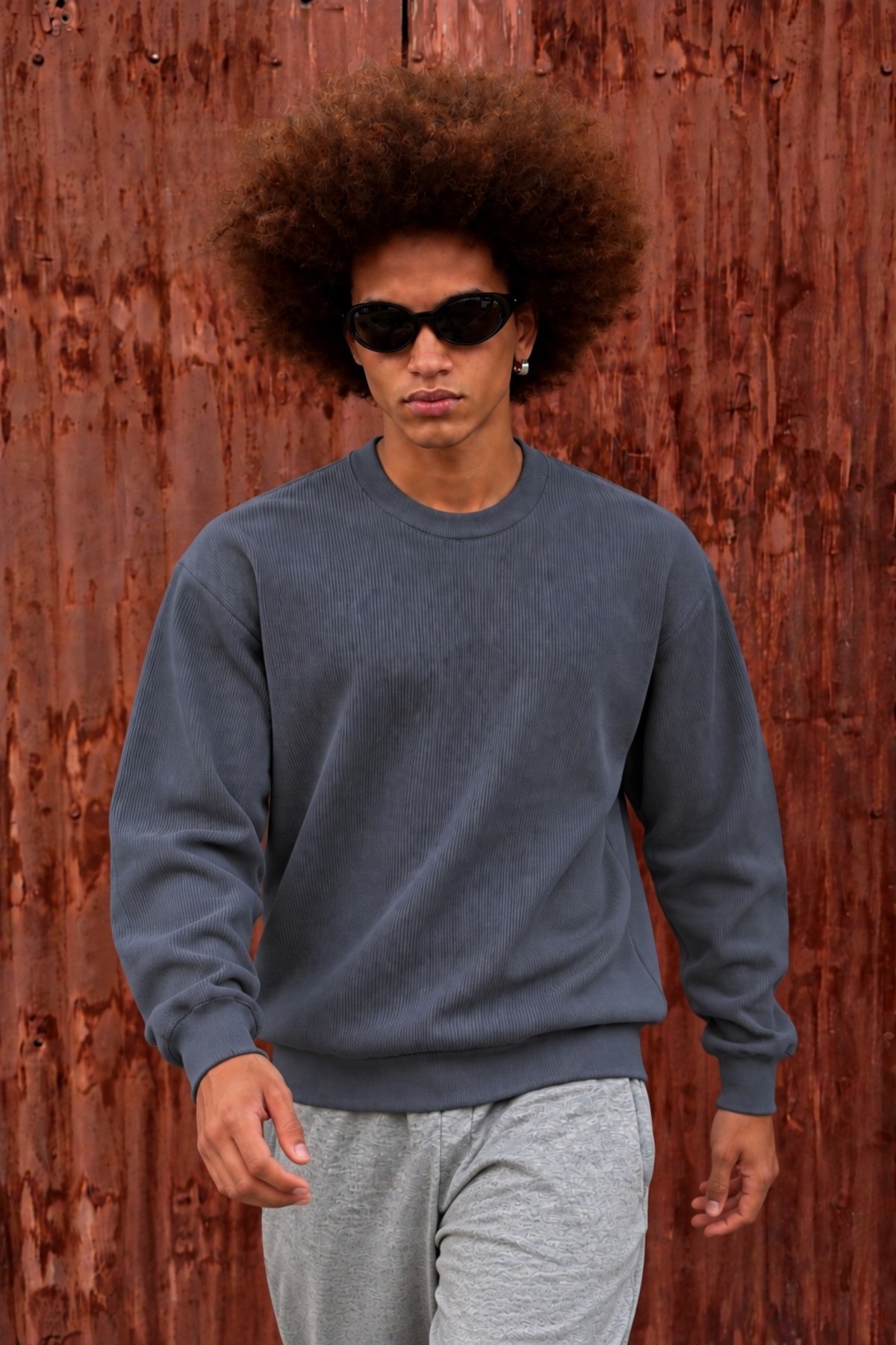 Erkek Basic Bisiklet Yaka Uzun Kollu Füme Kazak 3
