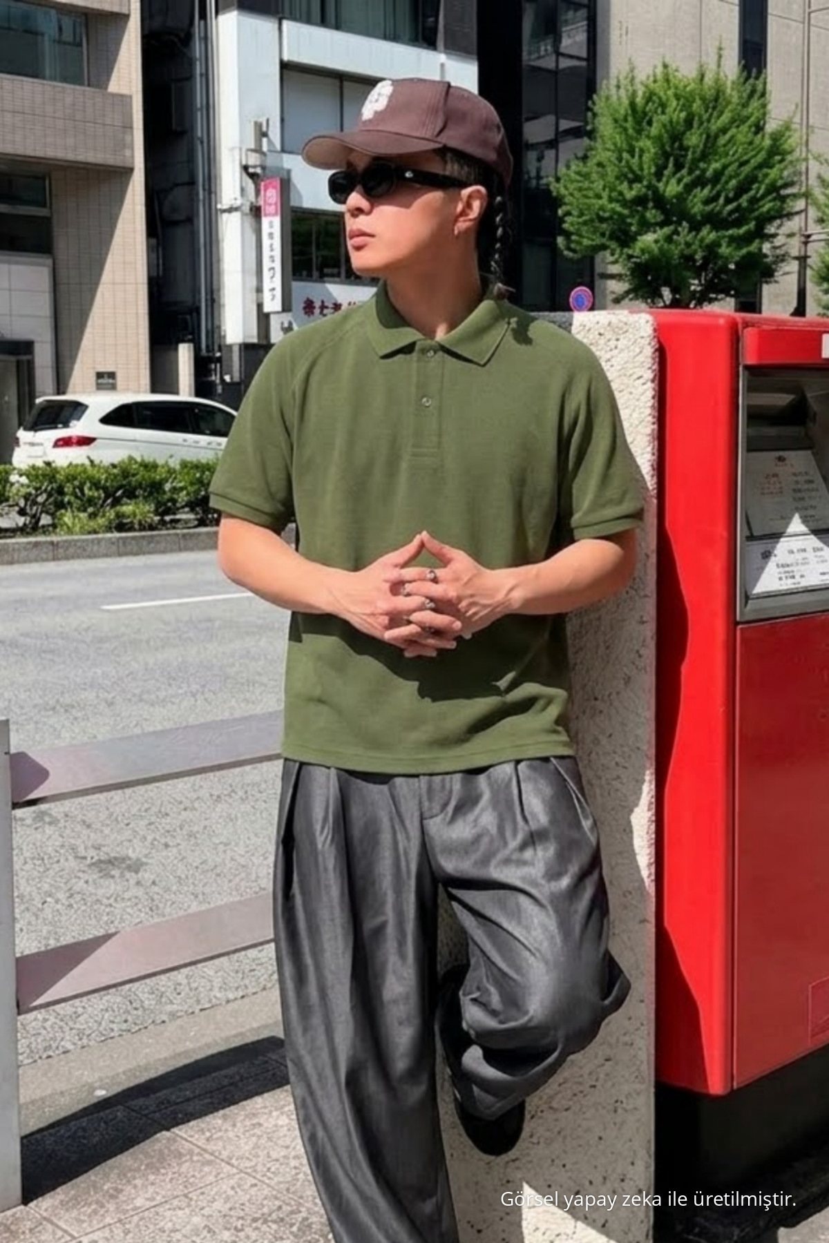 Erkek Straight Fit Haki Polo Yaka Tişört 4