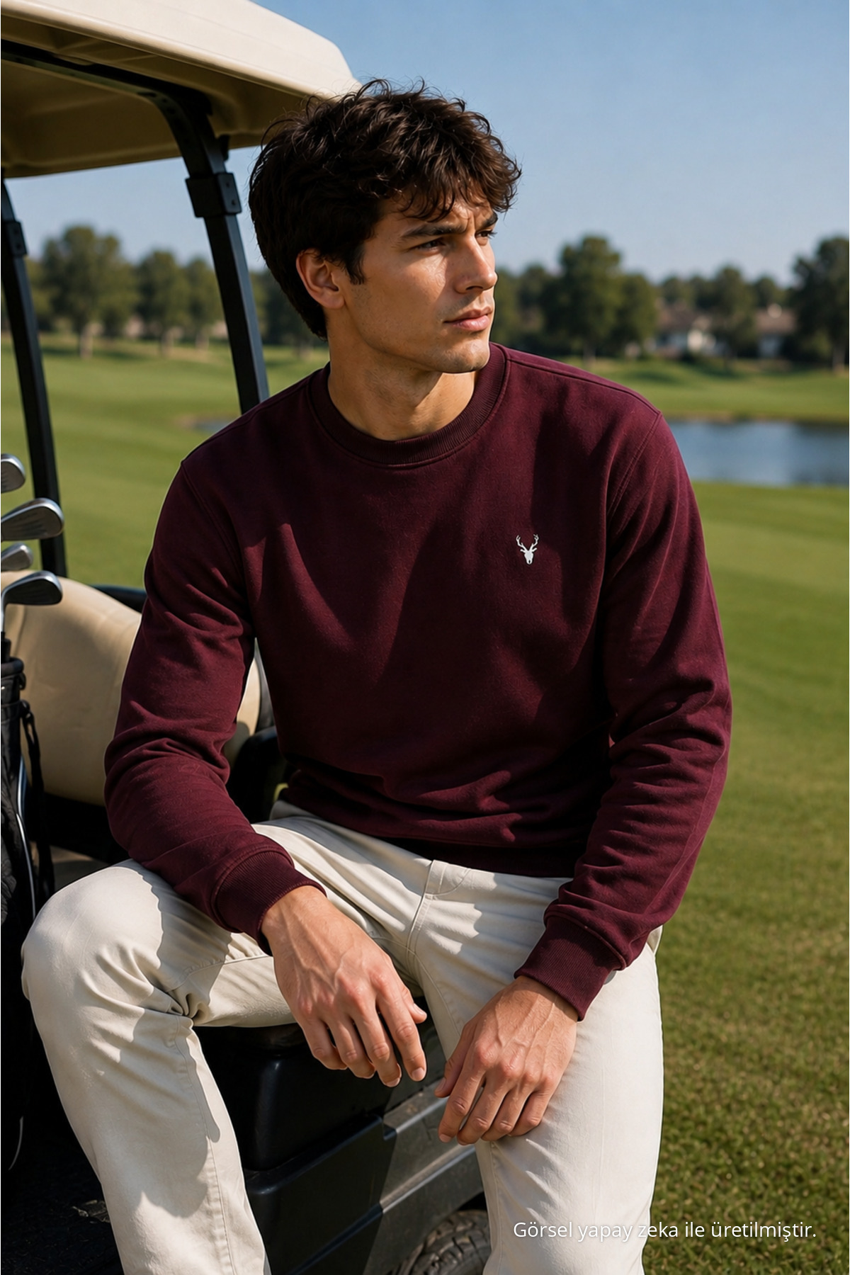 Bordo İşlemeli Standart Erkek Sweatshirt 3