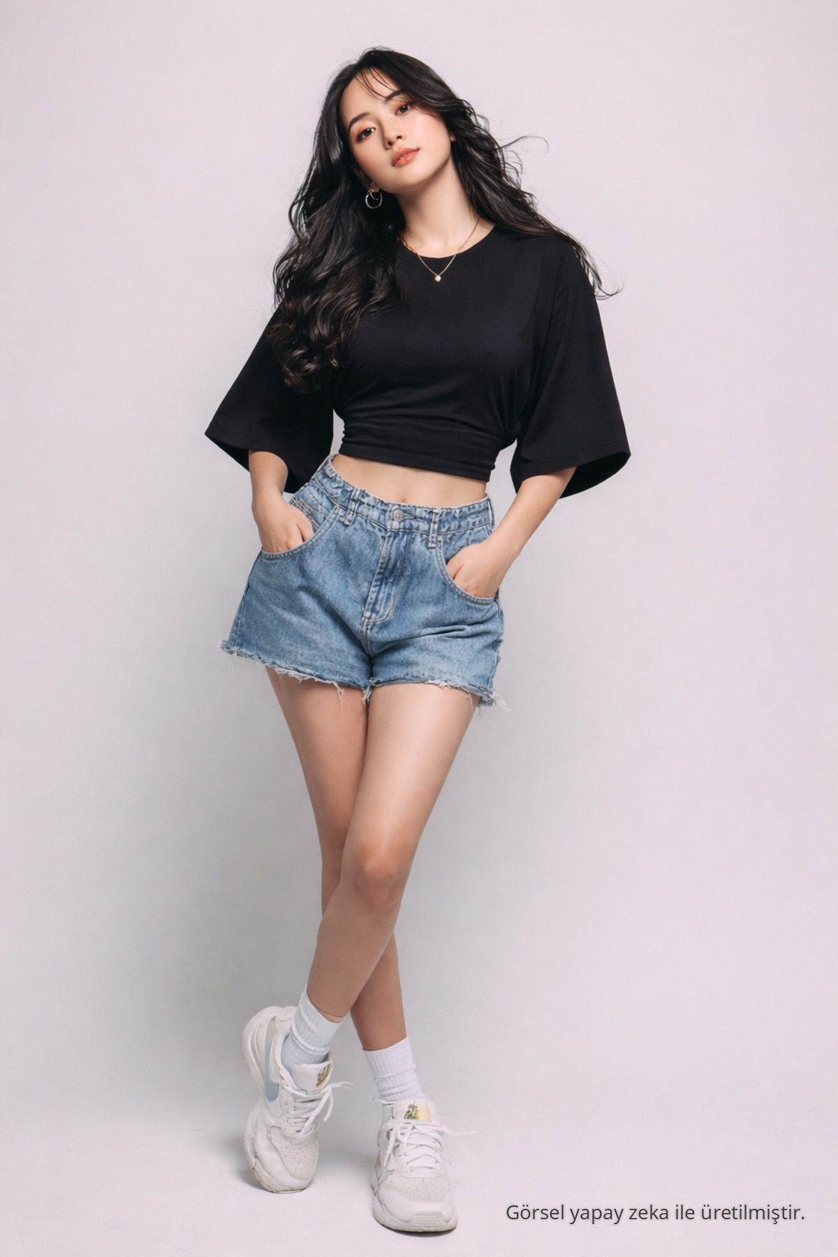 Kadın Trend Yazlık Şık 5 Li Crop Bluz Siyah 7