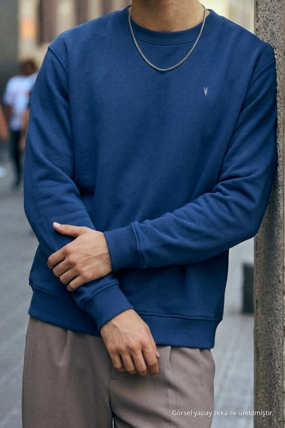 Erkek Orta Yumuşak İNDİGO Sweatshirt 6