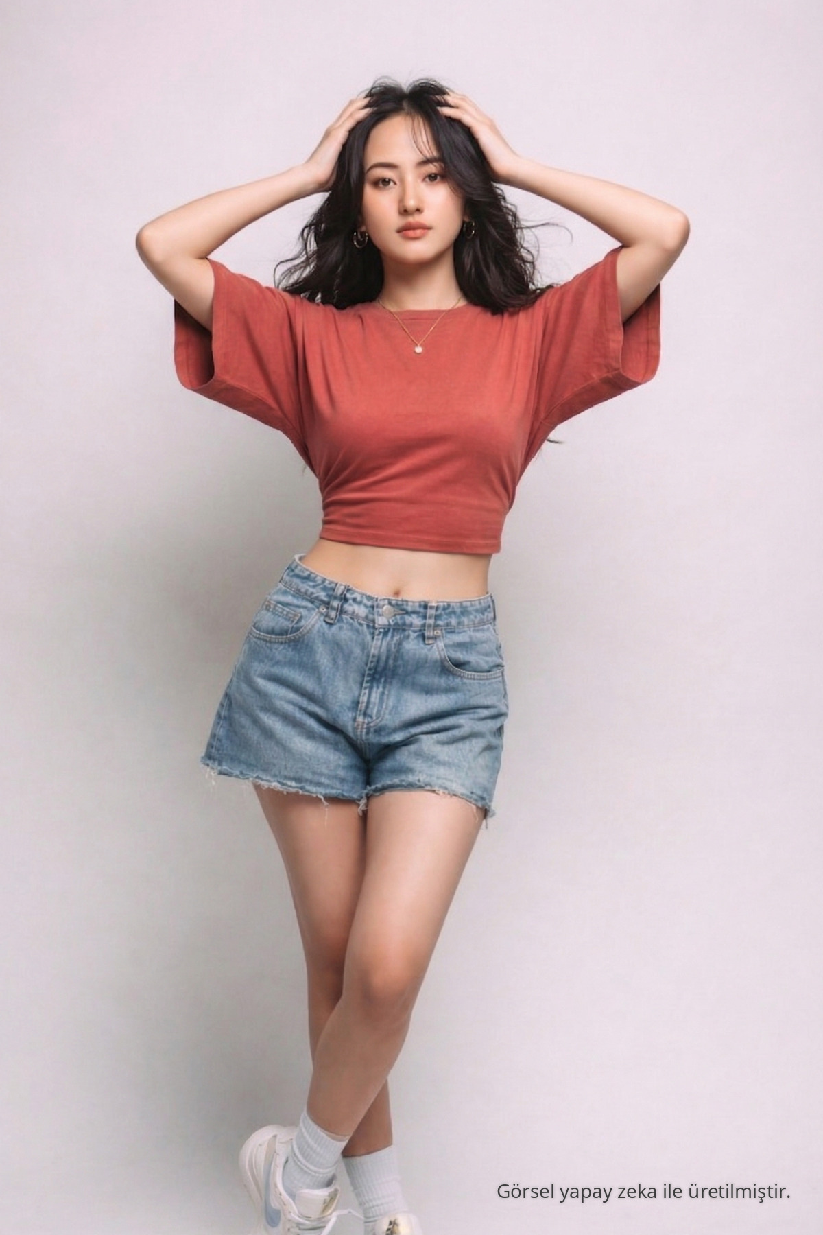 Kadın Yazlık Kısa Kollu Pudra Crop Bluz 5