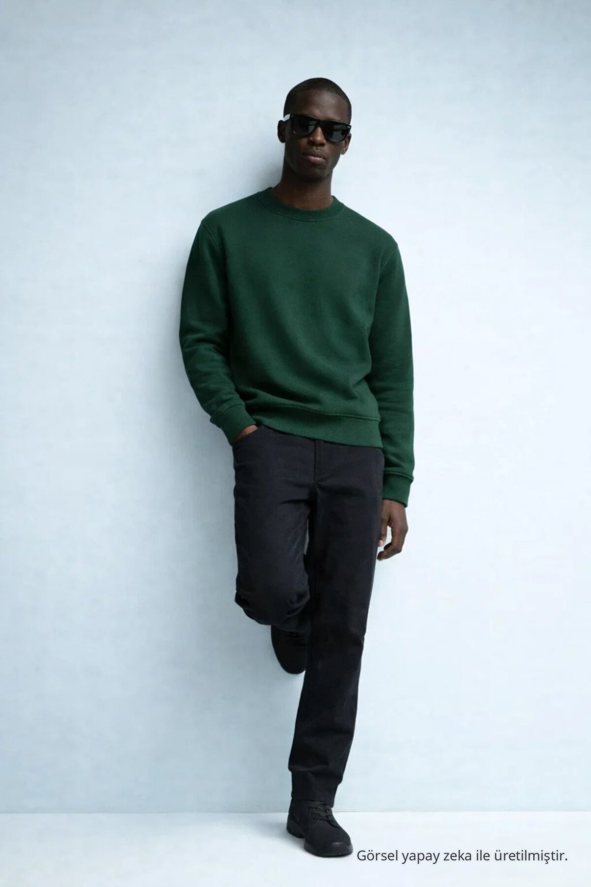 Erkek Kışlık KOYU YEŞİL Oversize Sweatshirt 3