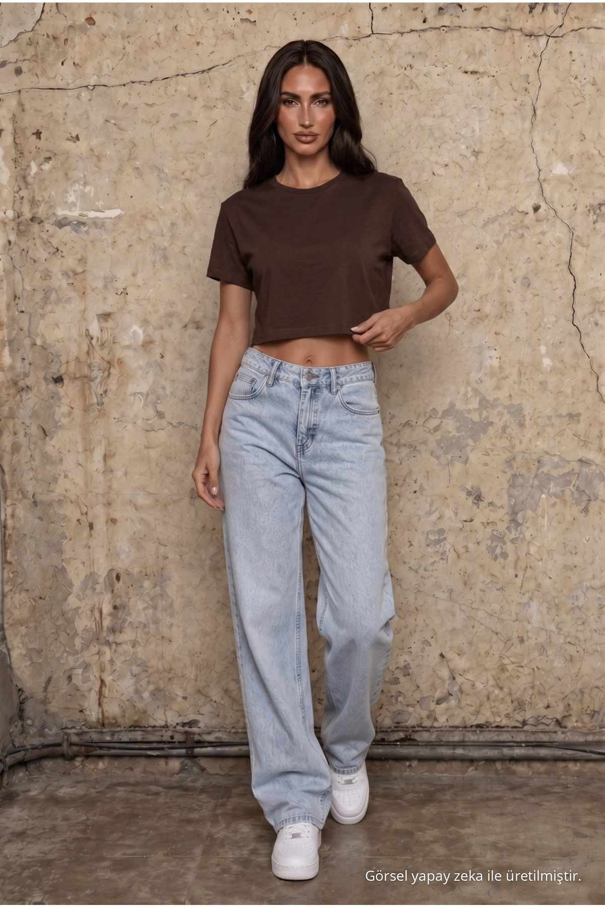 Kadın Yuvarlak Yaka Relaxed Fit Kısa Kol Basic 3 lü paket Crop T-Shirt çok renkli 6