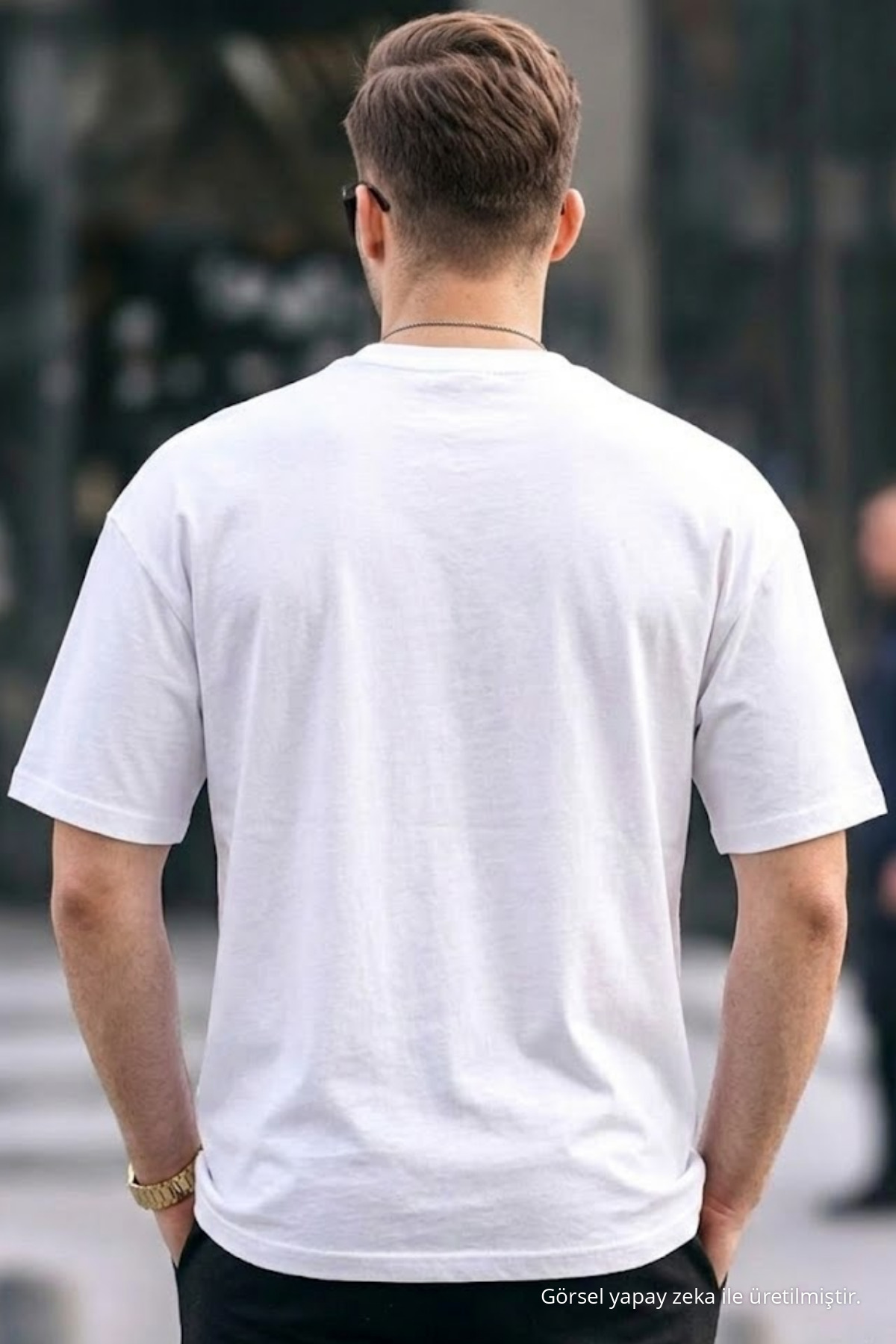 Erkek Premium Basic Trend Beyaz Oversize Tişört 5