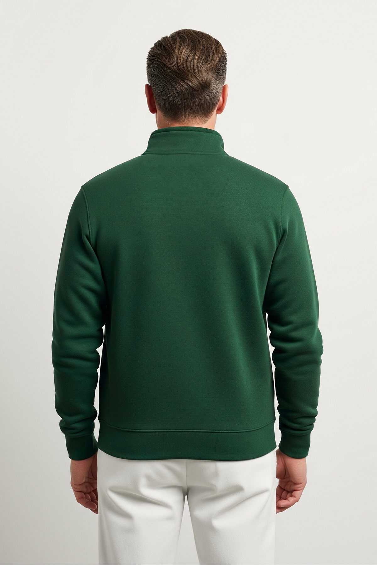 Erkek Yarım Fermuarlı Salaş Nefti Sweatshirt HAKİ 3