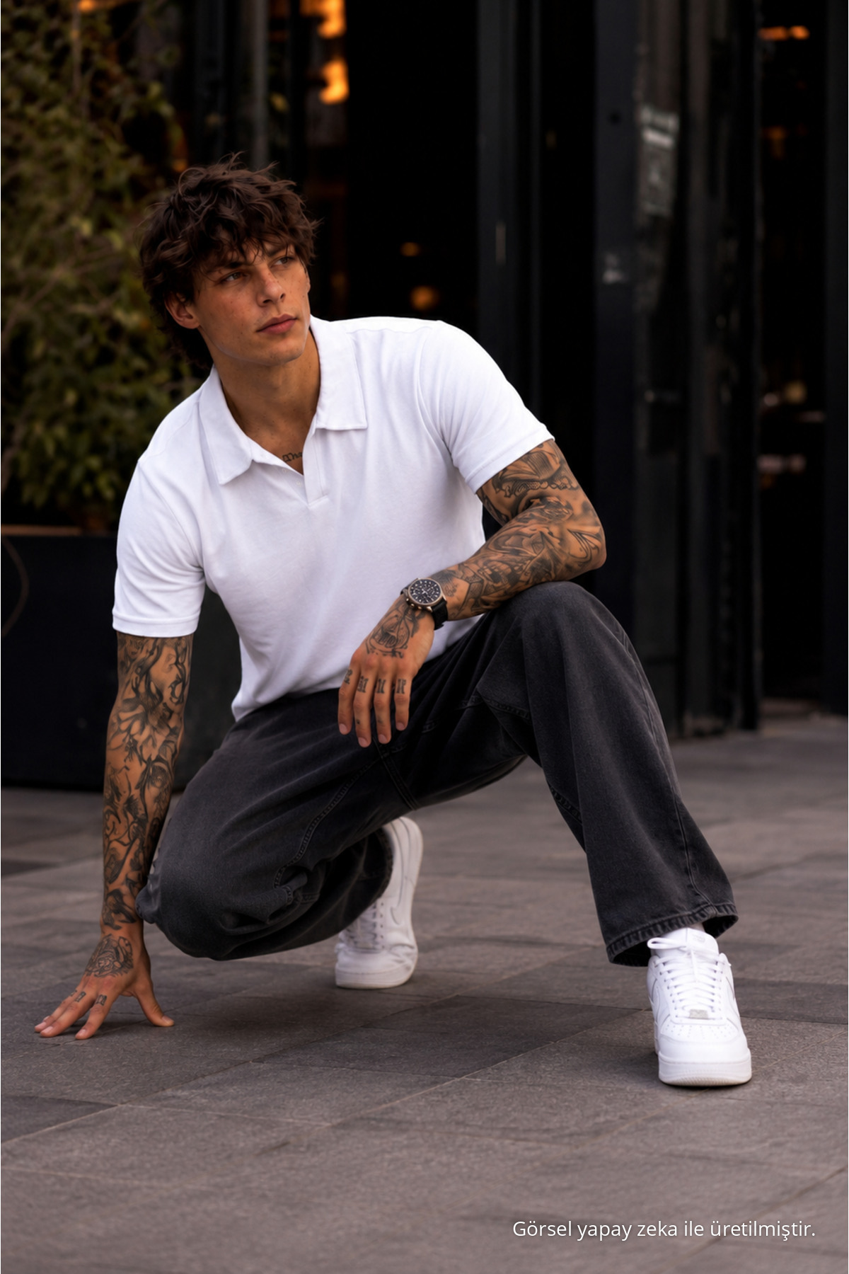 Erkek %100 Pamuk Beyaz Polo Yaka T-shirt 4