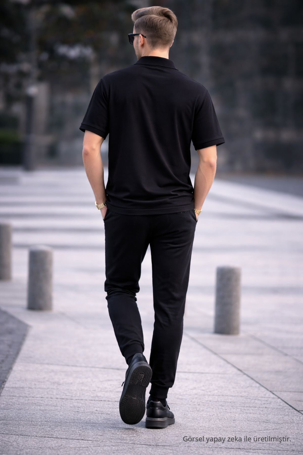 Erkek Basic Relax Siyah Polo Yaka Tişört 6